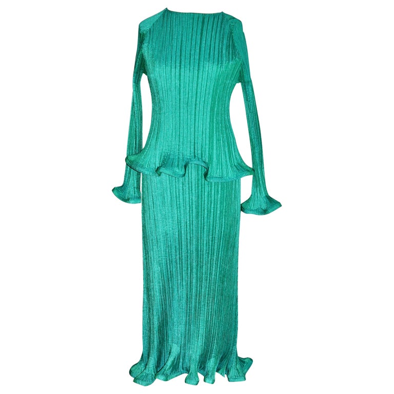 pleated dress issey miyake Issey Miyake Long Paneled Pleats Dress