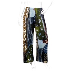Issey Miyake 1990s Pleats Please Abstract Multicolor Pleated Print Pants