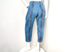 Issey Miyake 1990s Pleats Please Denim Print Pleated Capri Pants