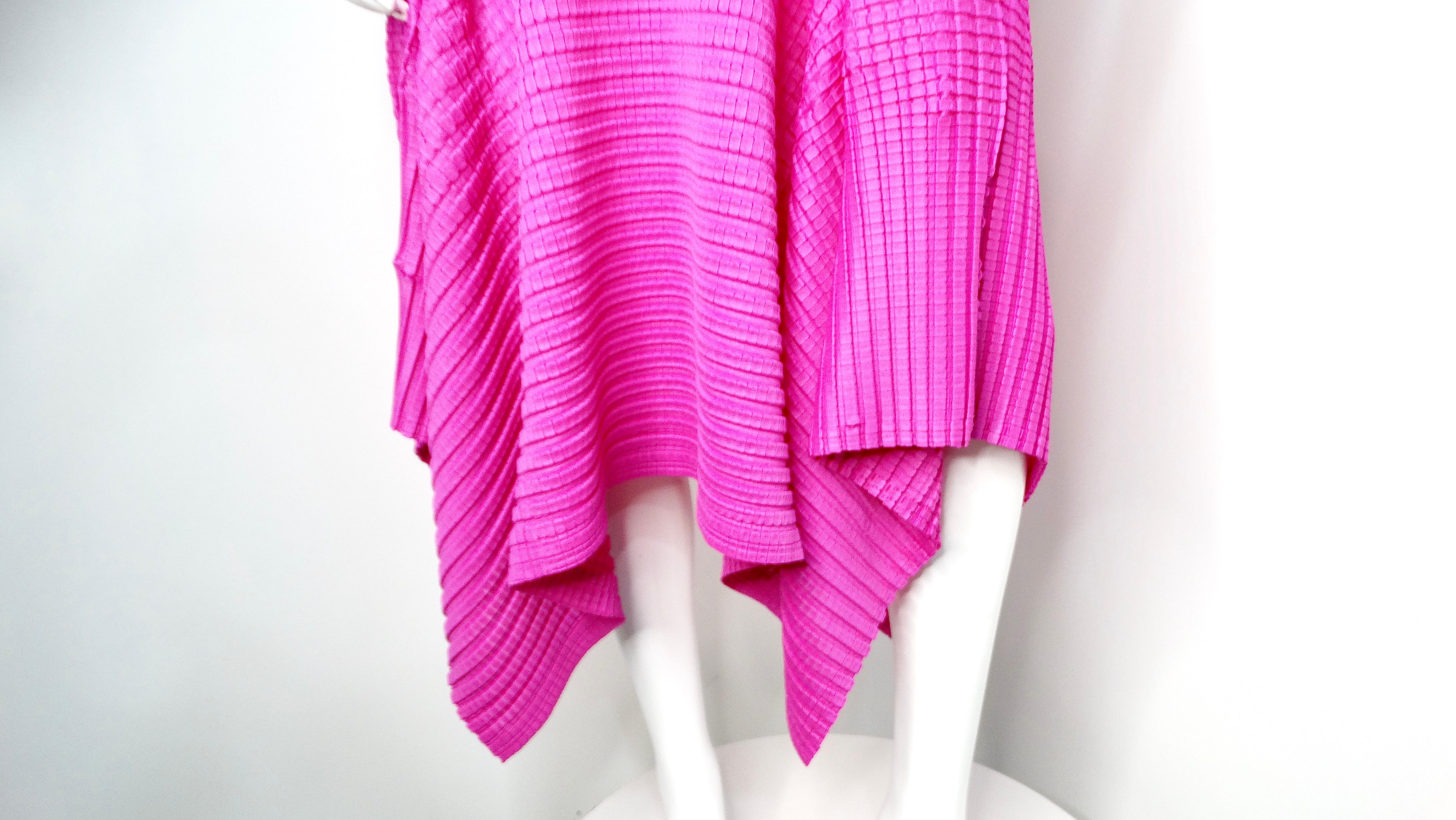 Purple Issey Miyake 1990s Pleats Please Magenta Asymmetric Hem Midi Skirt For Sale