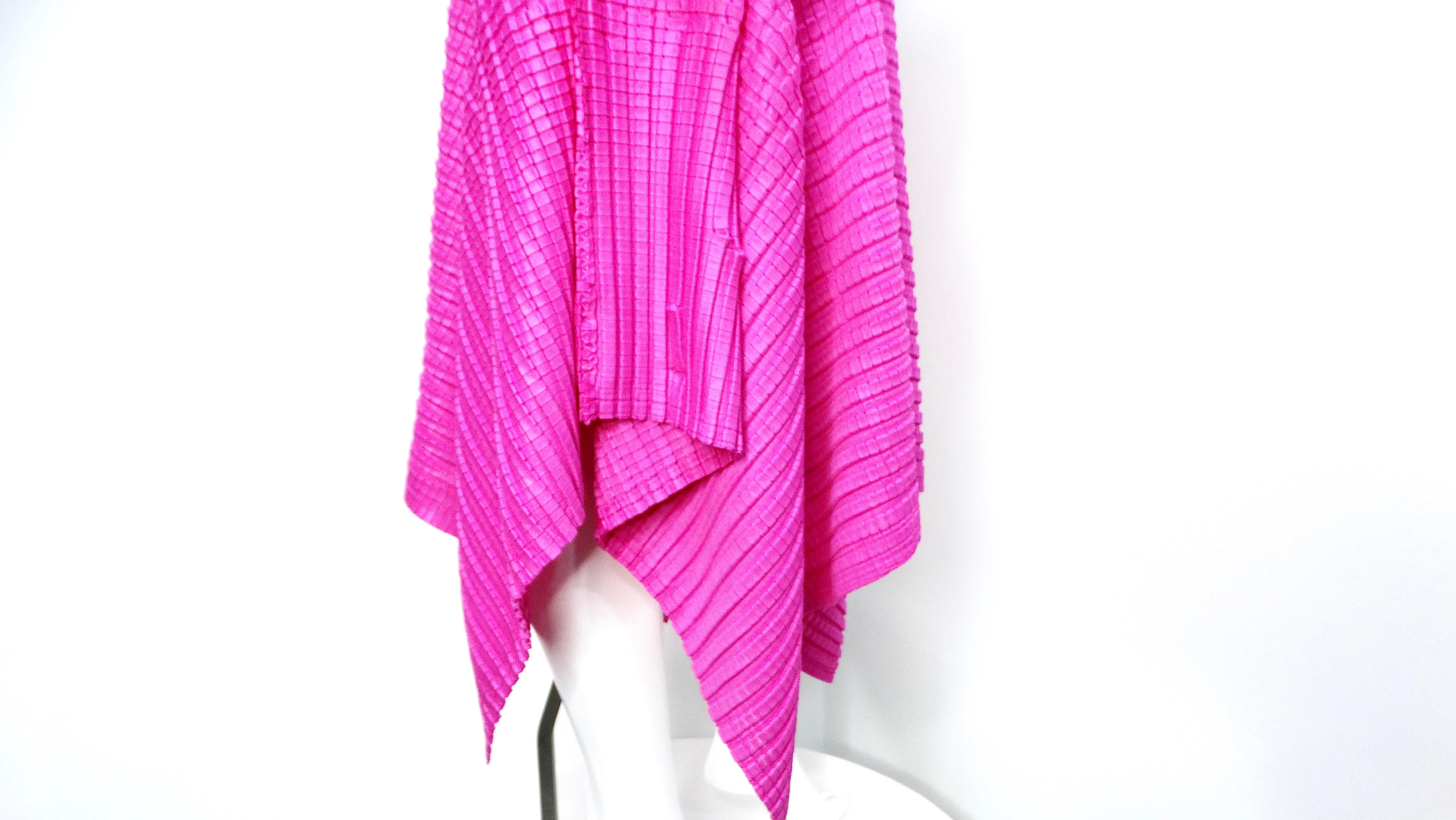 Women's Issey Miyake 1990s Pleats Please Magenta Asymmetric Hem Midi Skirt For Sale