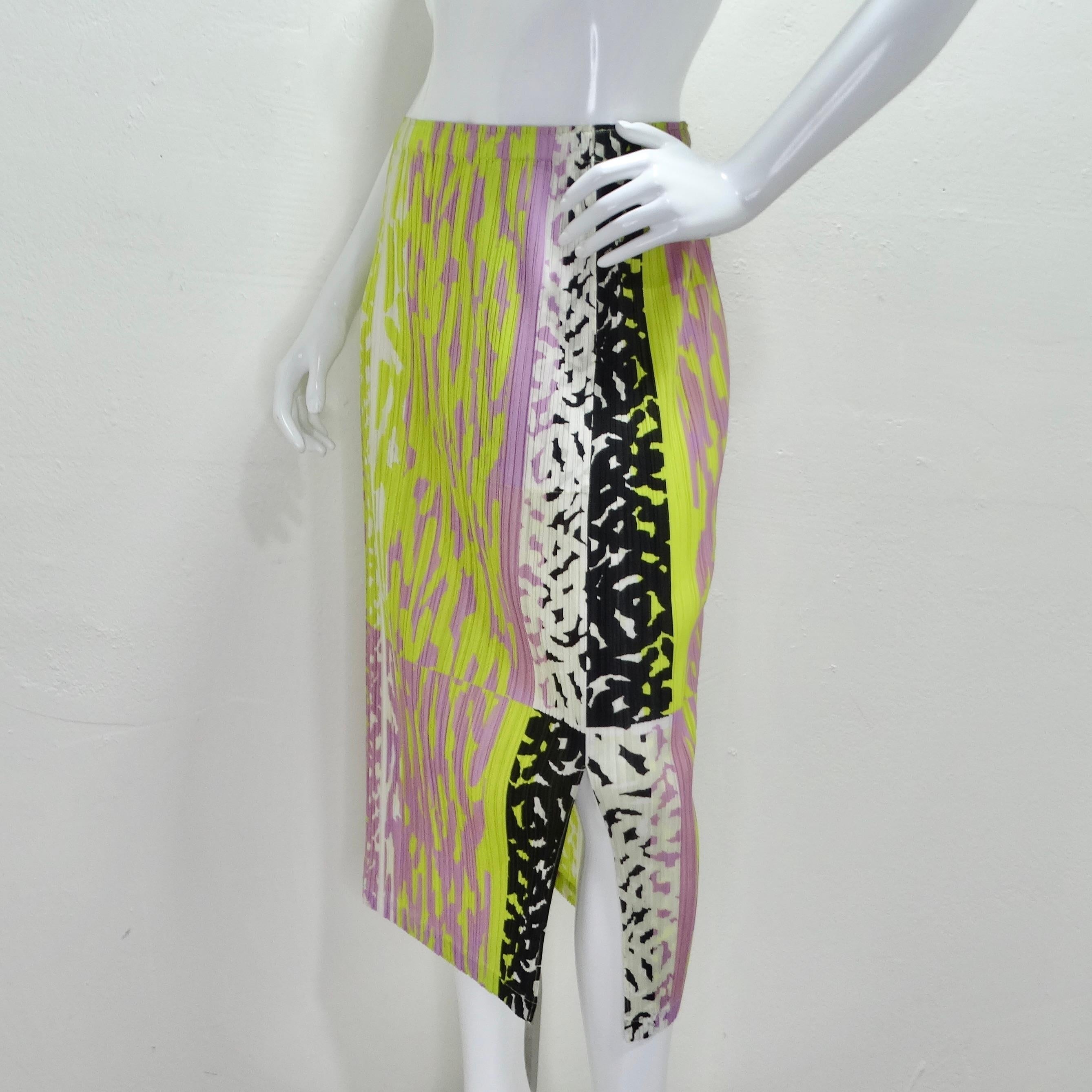 Women's or Men's Issey Miyake 1990s Pleats Please Multicolor Midi Skirt For Sale