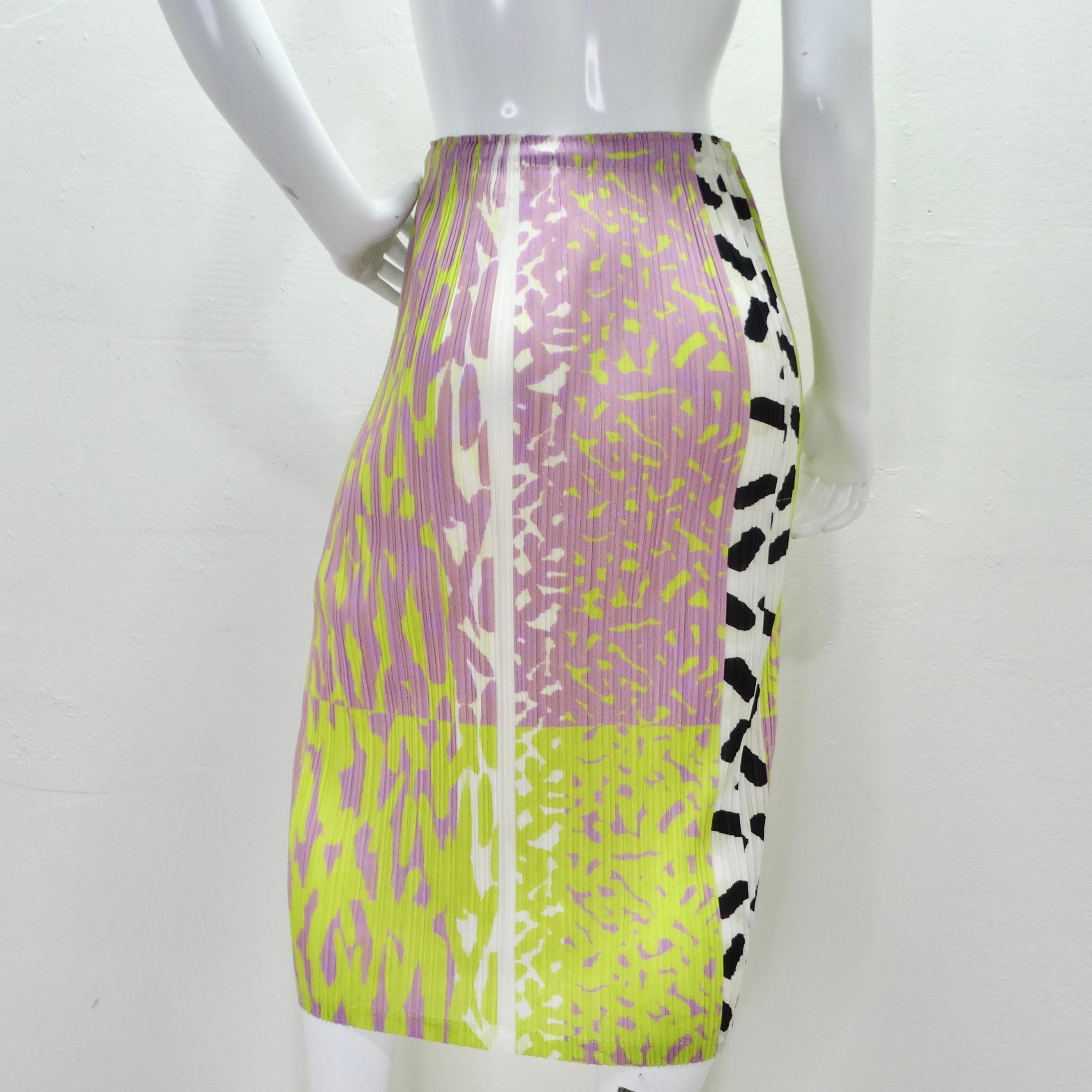 Issey Miyake 1990s Pleats Please Multicolor Midi Skirt For Sale 1