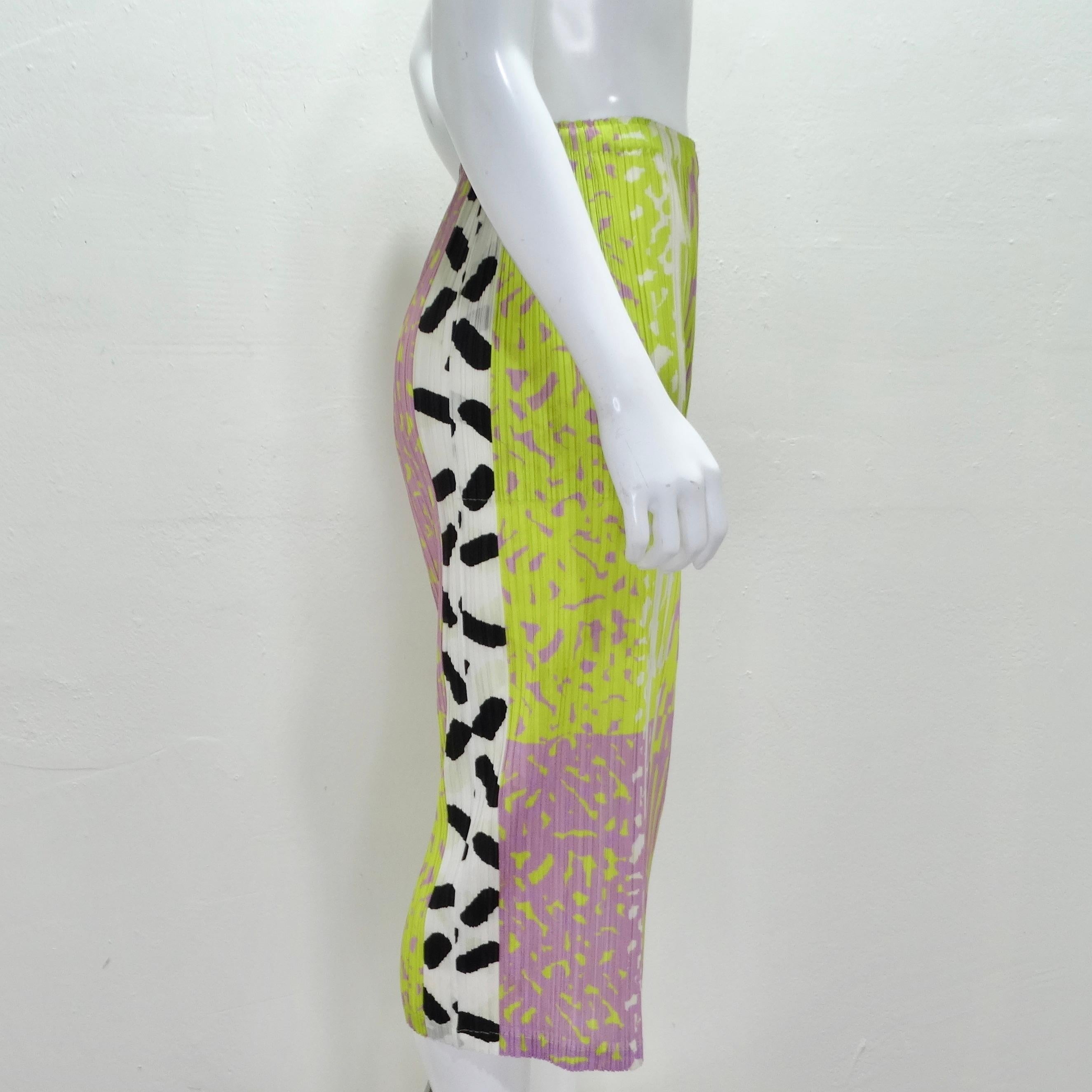 Issey Miyake 1990s Pleats Please Multicolor Midi Skirt For Sale 2