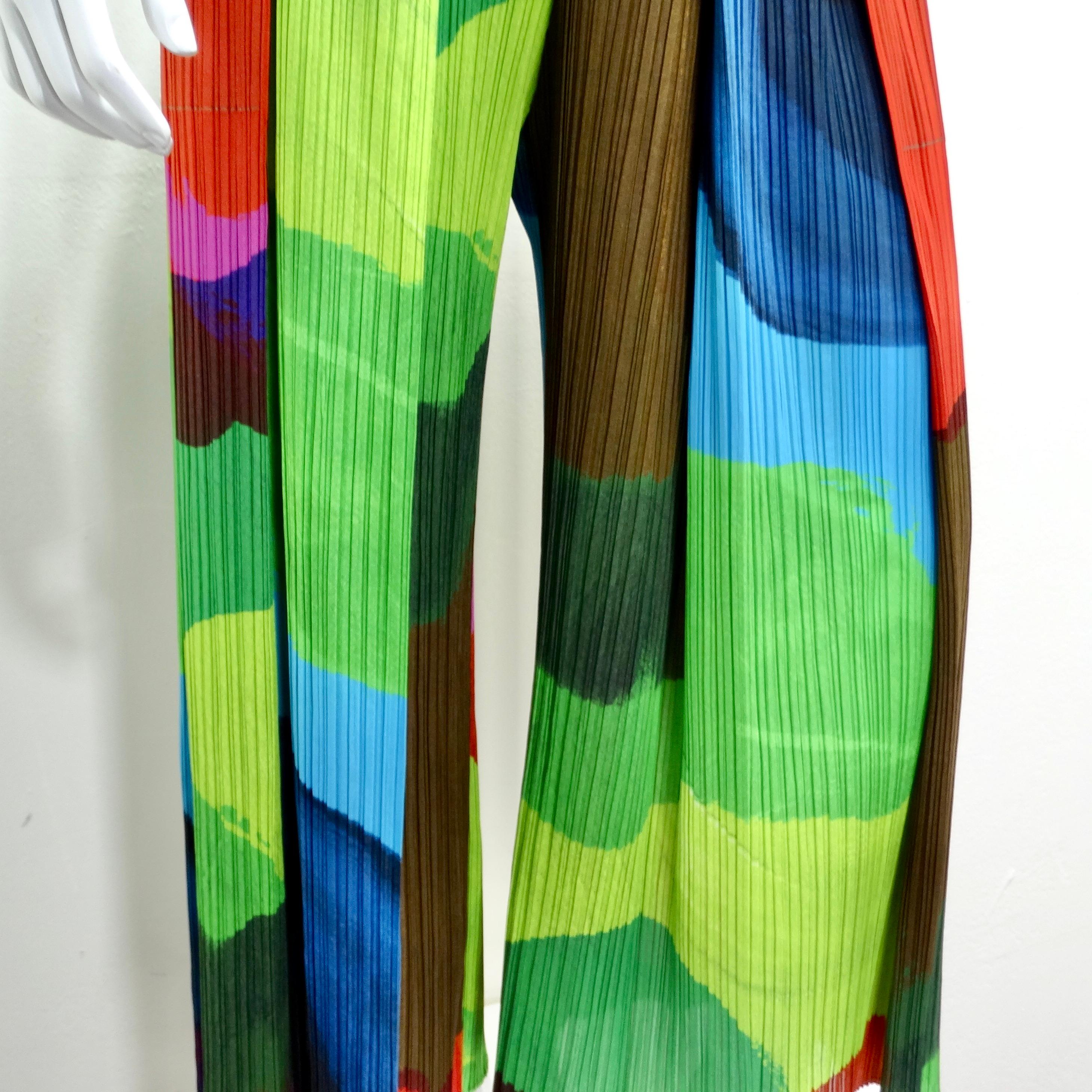 Issey Miyake Pleats Please Pantalon multicolore des années 1990 Excellent état - En vente à Scottsdale, AZ