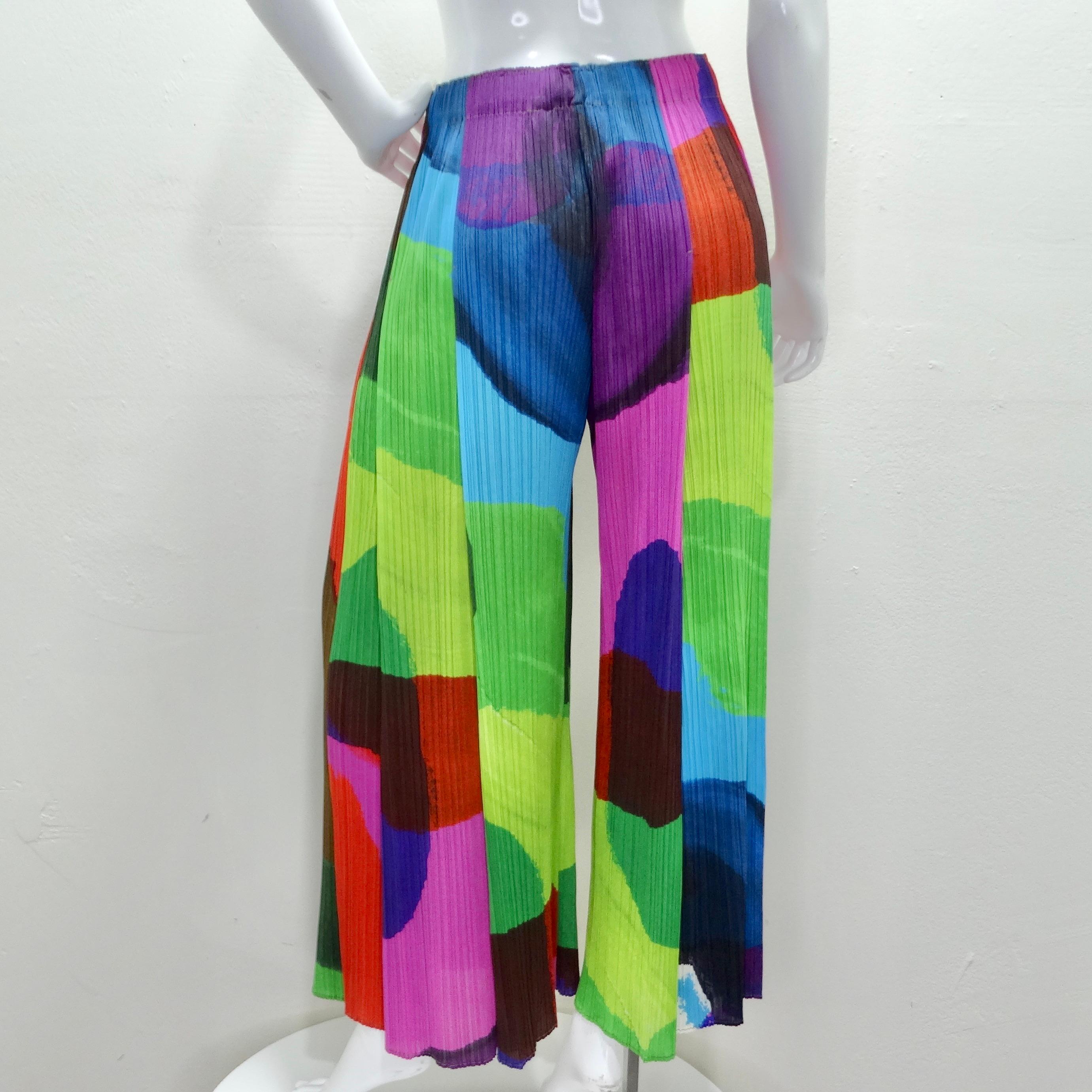 Issey Miyake Pleats Please Pantalon multicolore des années 1990 en vente 1
