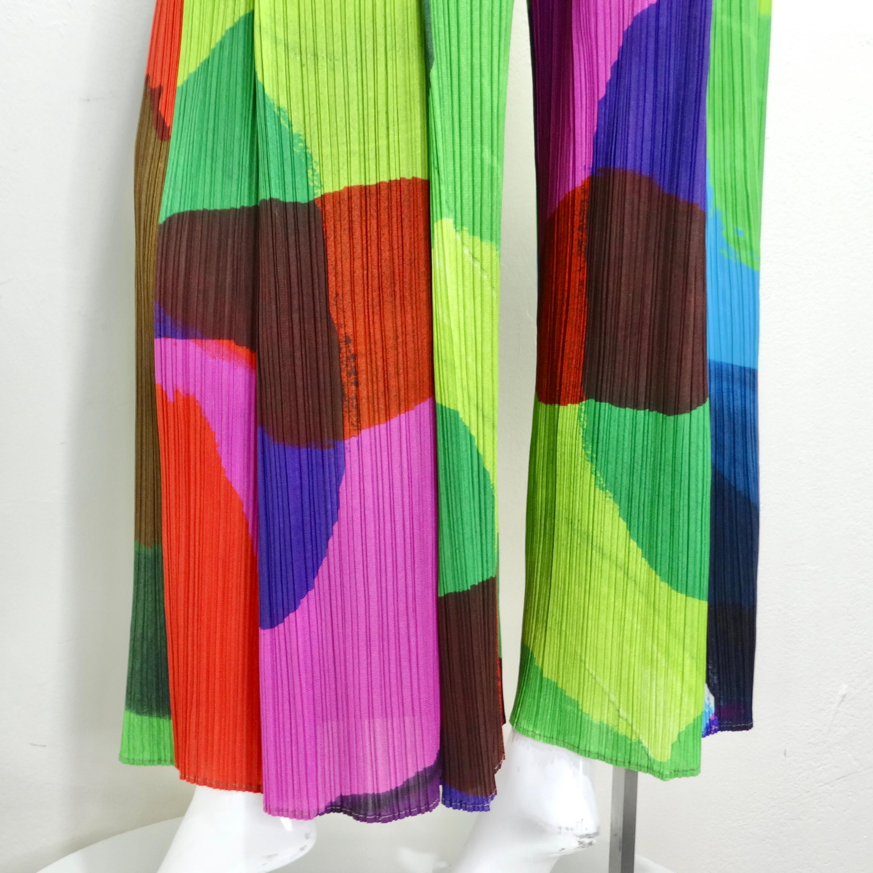 Issey Miyake Pleats Please Pantalon multicolore des années 1990 en vente 2