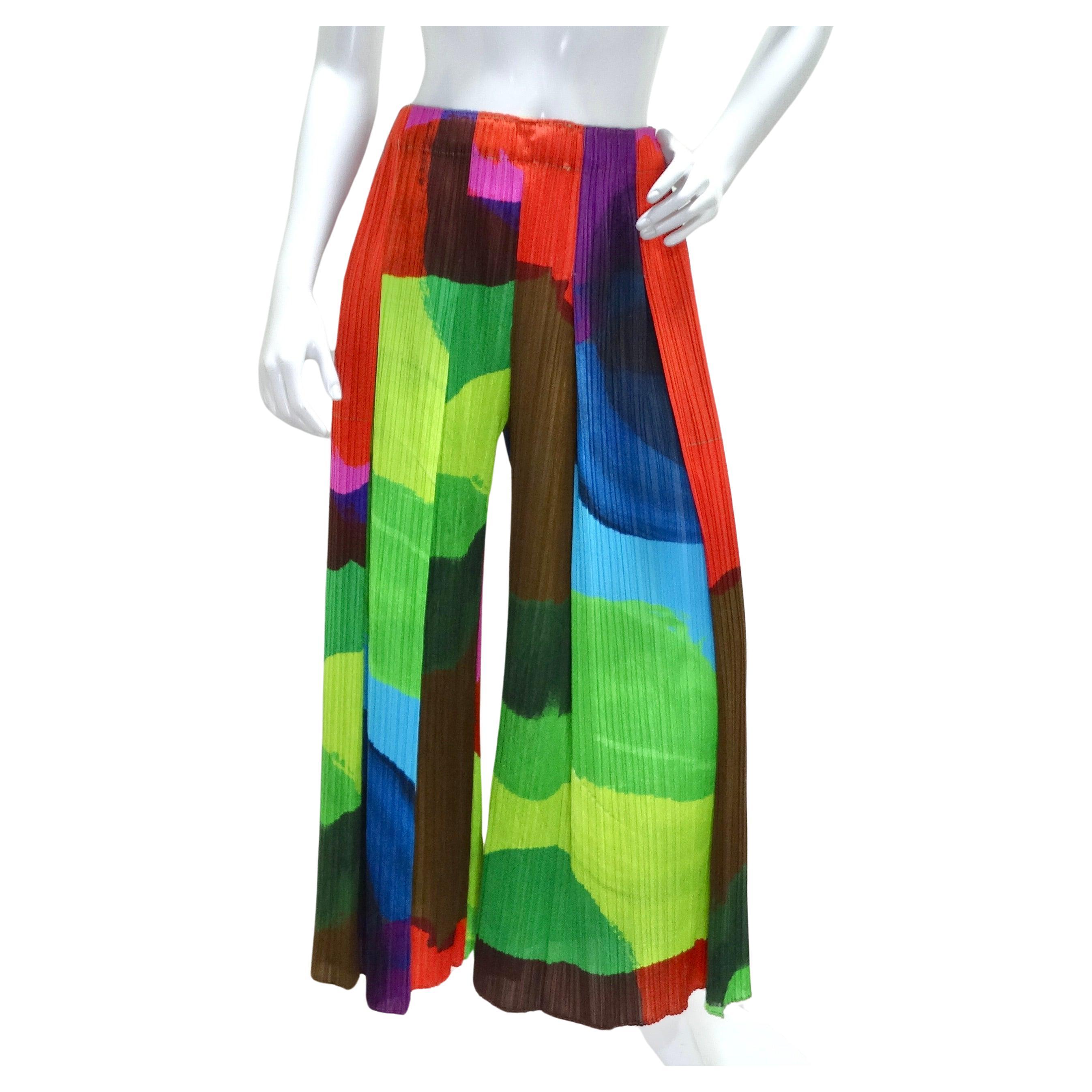 Issey Miyake 1990s Pleats Please Multicolor Pants For Sale