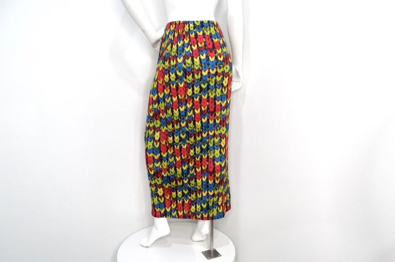 Issey Miyake 1990s Pleats Please Multicolor Pattern Print Maxi