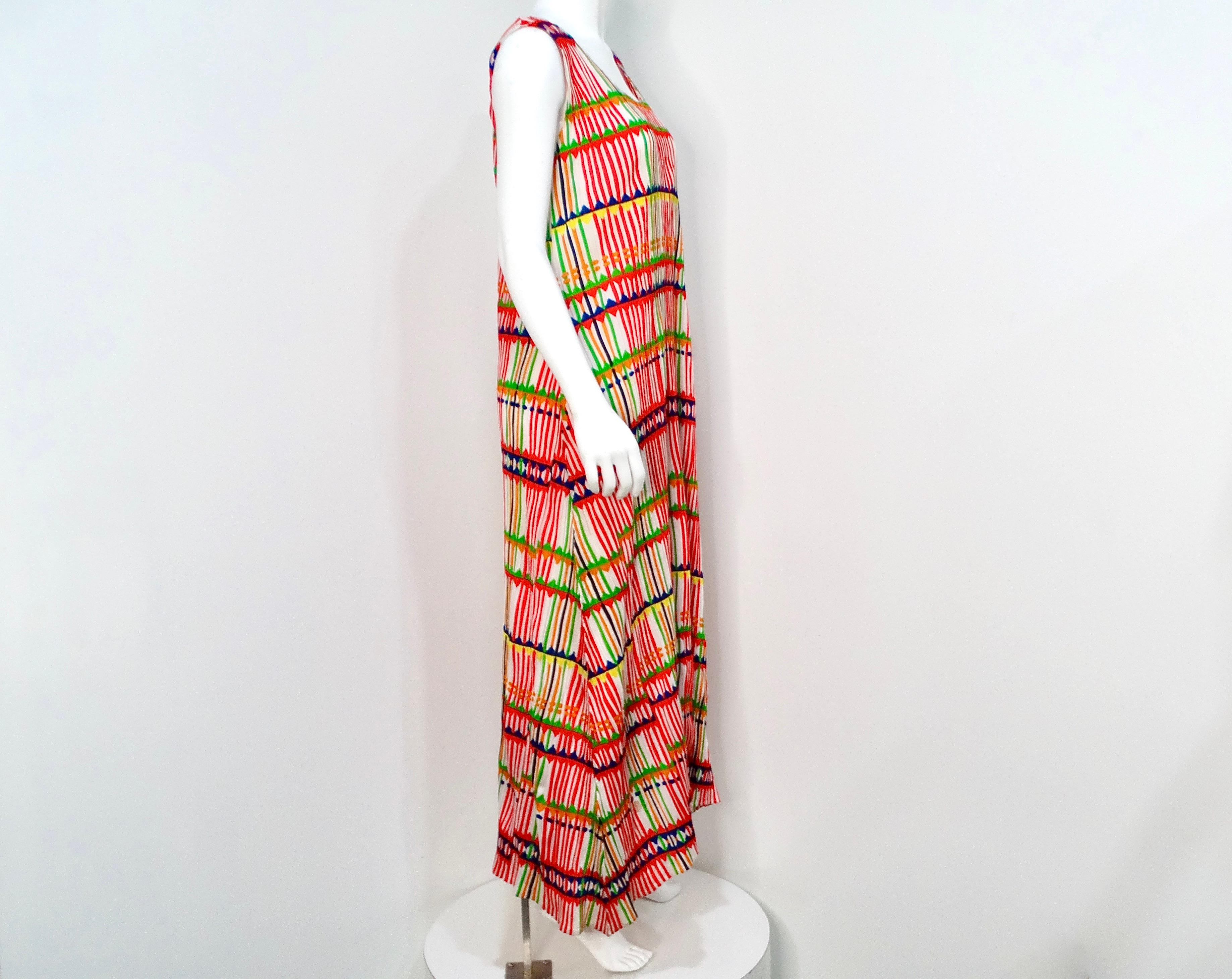Beige Issey Miyake 1990s Pleats Please Multicolor Pleated Maxi Dress For Sale