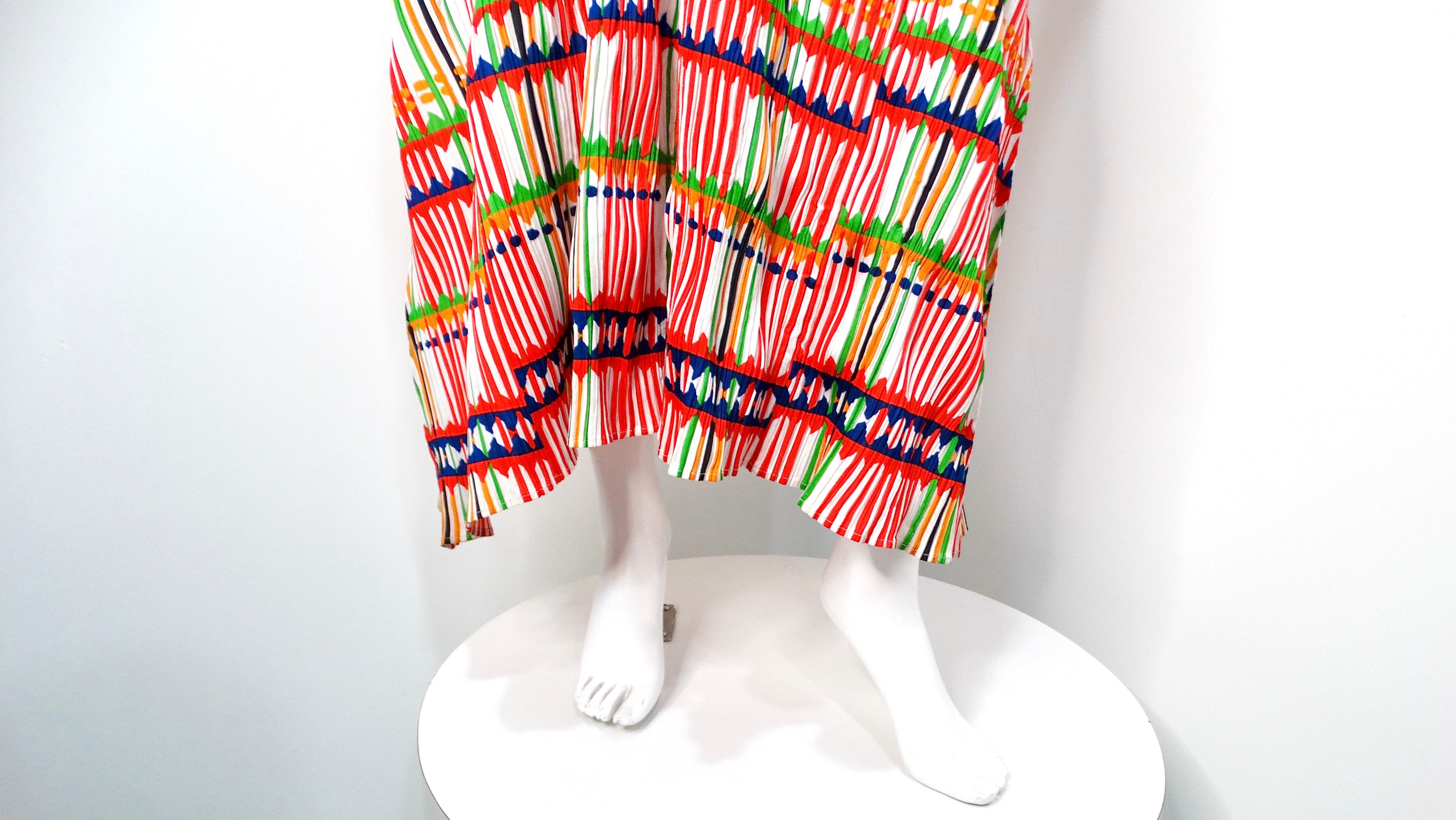 Issey Miyake 1990s Pleats Please Multicolor Pleated Maxi Dress In Good Condition For Sale In Scottsdale, AZ