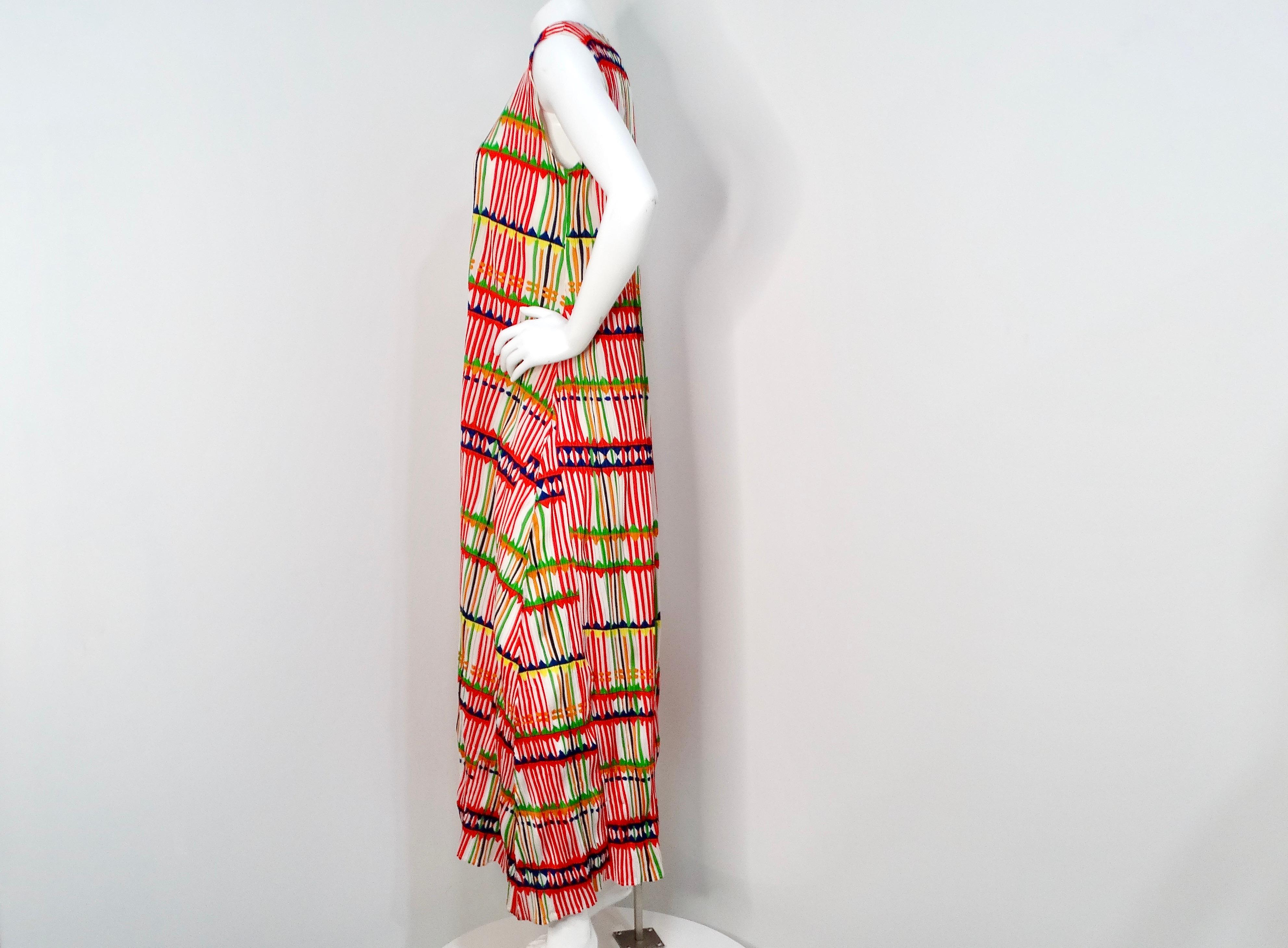 Issey Miyake 1990s Pleats Please Multicolor Pleated Maxi Dress For Sale 1