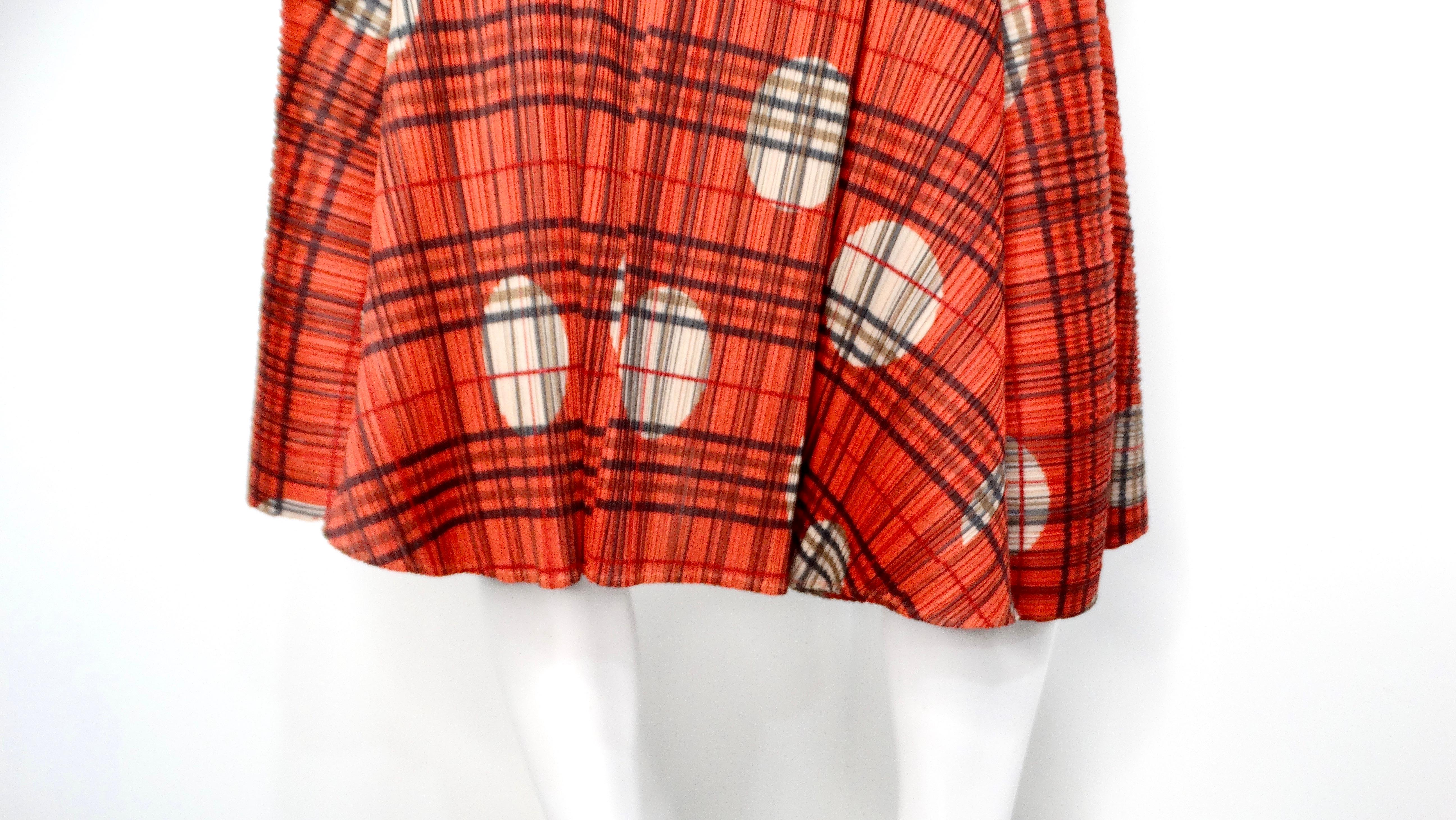 Women's Issey Miyake 1990s Pleats Please Plaid & Polka-dot Pleated Skirt For Sale