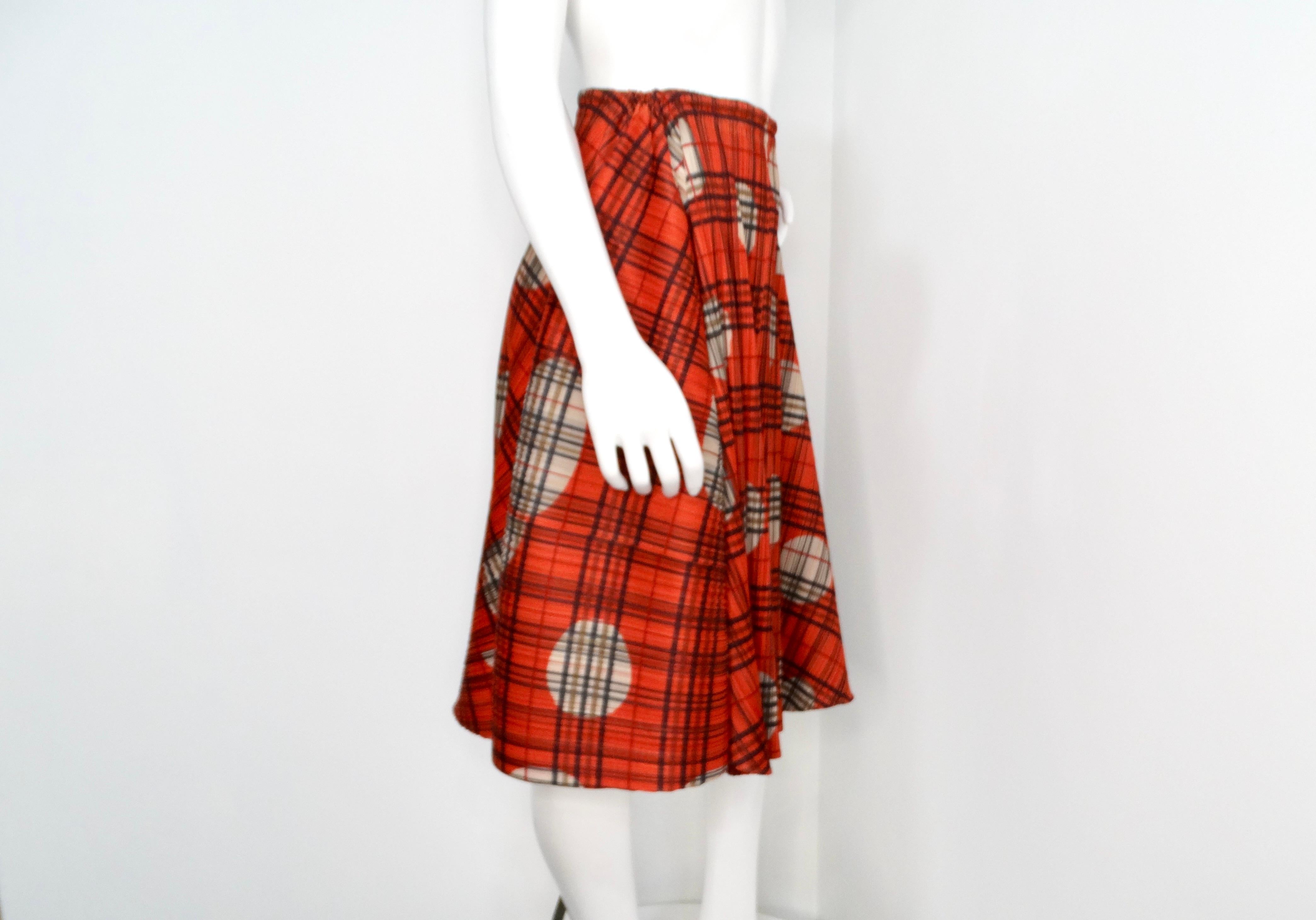 Issey Miyake 1990s Pleats Please Plaid & Polka-dot Pleated Skirt For Sale 3