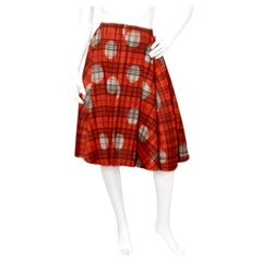 Issey Miyake 1990s Pleats Please Plaid & Polka-dot Pleated Skirt