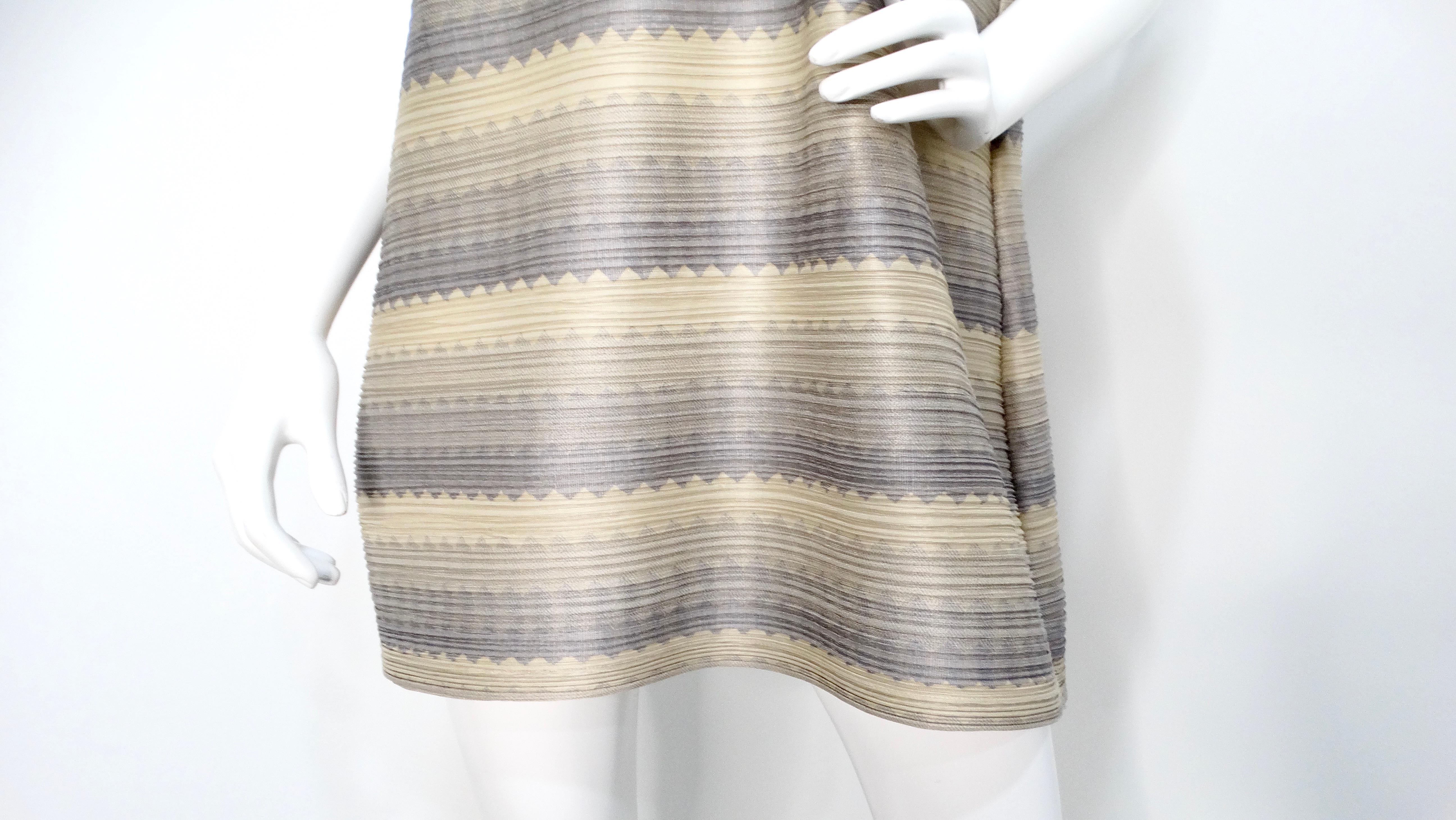 Women's or Men's Issey Miyake 1990s Pleats Please Striped Earthy Tones Tunic Blouse For Sale