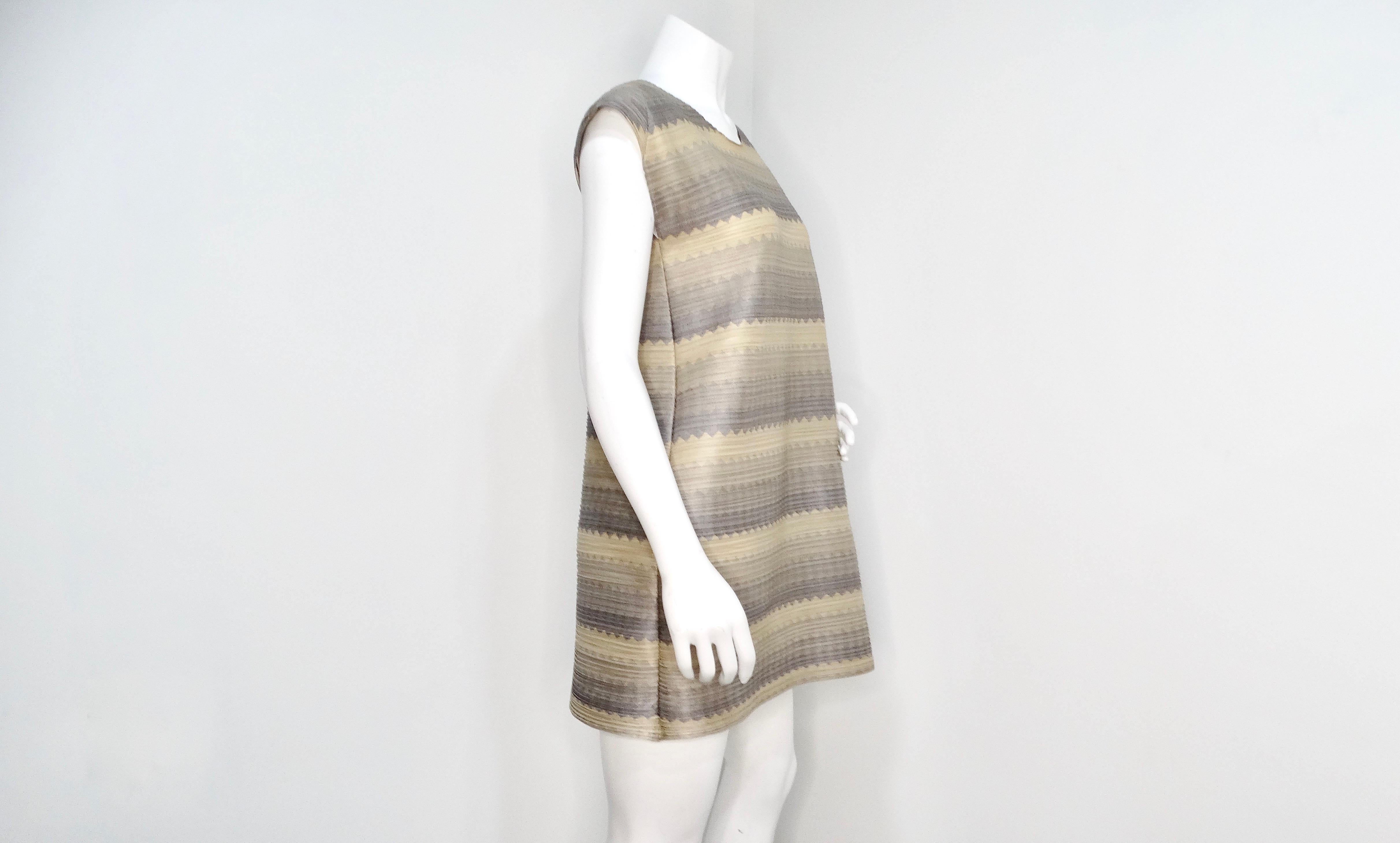 Issey Miyake 1990s Pleats Please Striped Earthy Tones Tunic Blouse For Sale 1