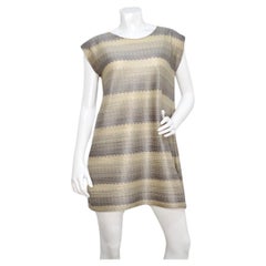 Vintage Issey Miyake 1990s Pleats Please Striped Earthy Tones Tunic Blouse