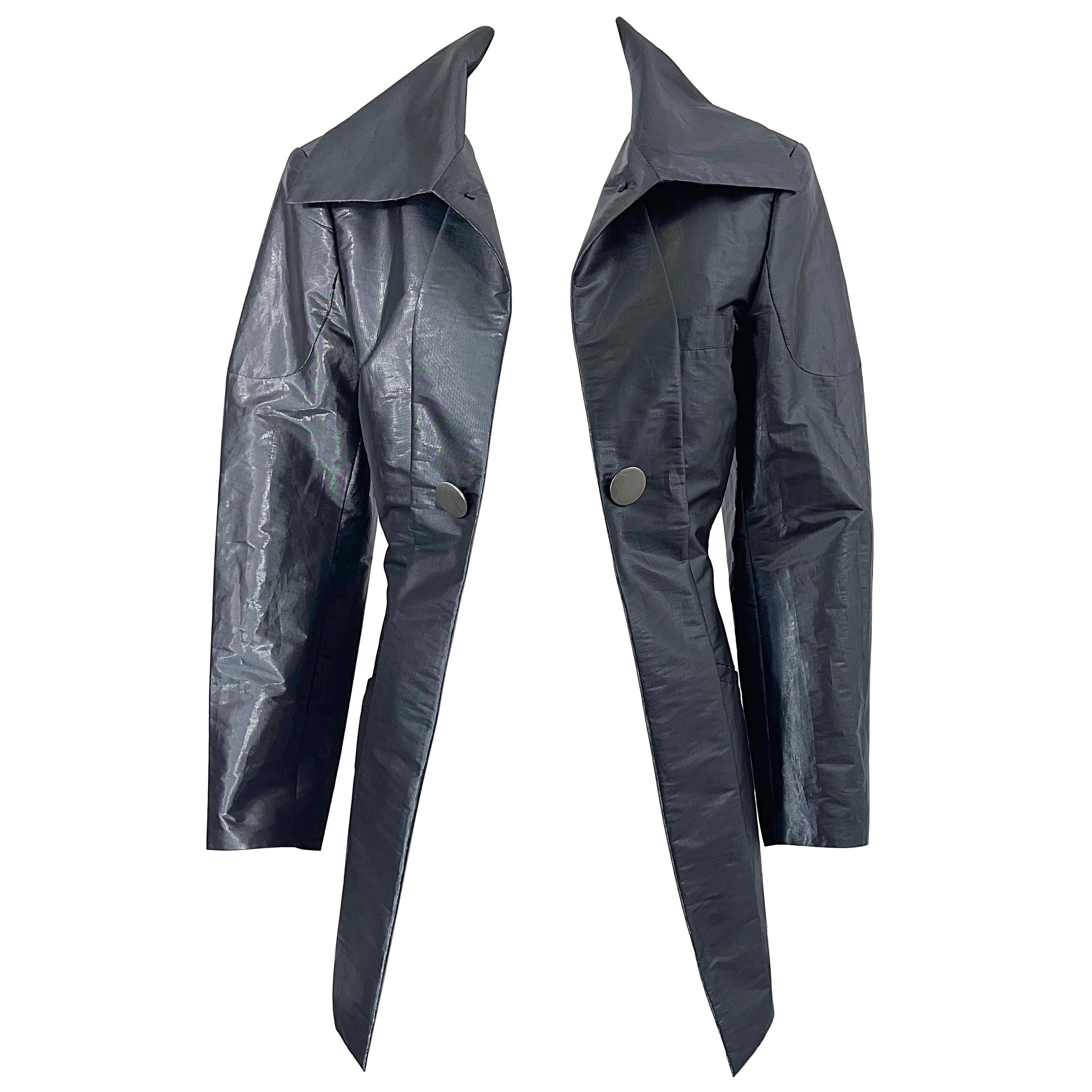 Issey Miyake 1990s Sharkskin Gray Metallic Vintage 90s Trench Jacket
