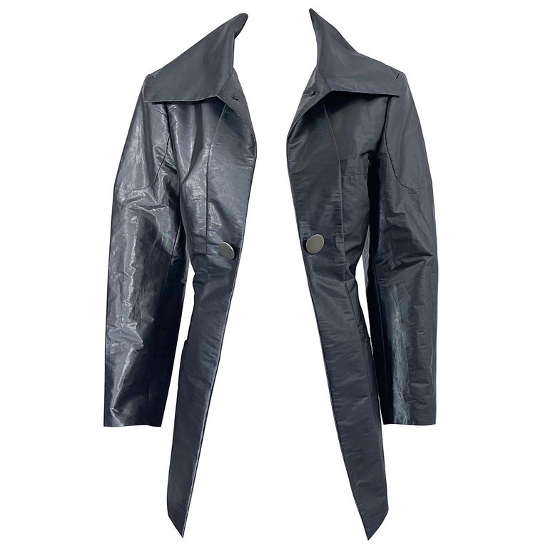 Issey Miyake 1990s Sharkskin Gray Metallic Vintage 90s Trench Jacket ...