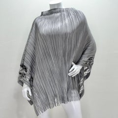 Issey Miyake 1990s Silver Pleated Poncho