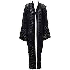 Issey Miyake 1990s vintage woven black long coat