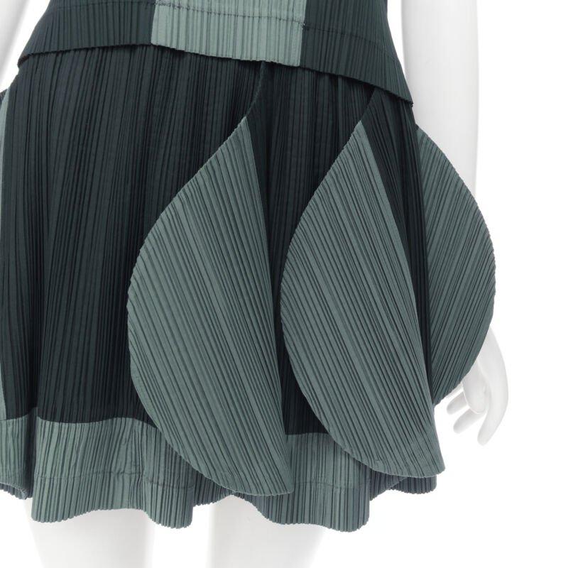 ISSEY MIYAKE 1991 navy grey colorblocked rounded sleeve top petal skirt M 5