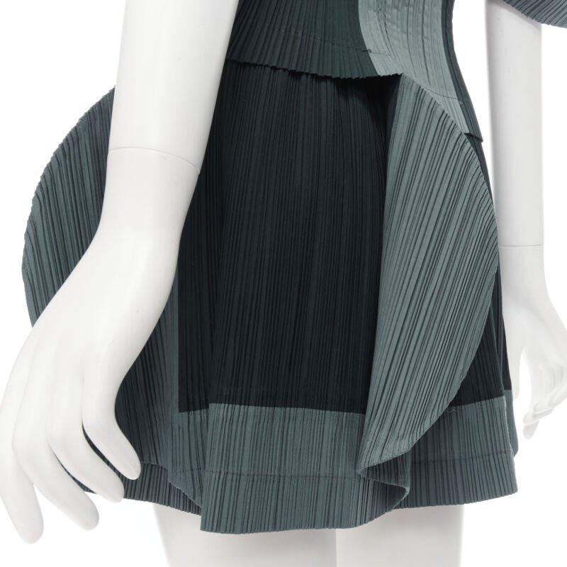 ISSEY MIYAKE 1991 navy grey colorblocked rounded sleeve top petal skirt M 6