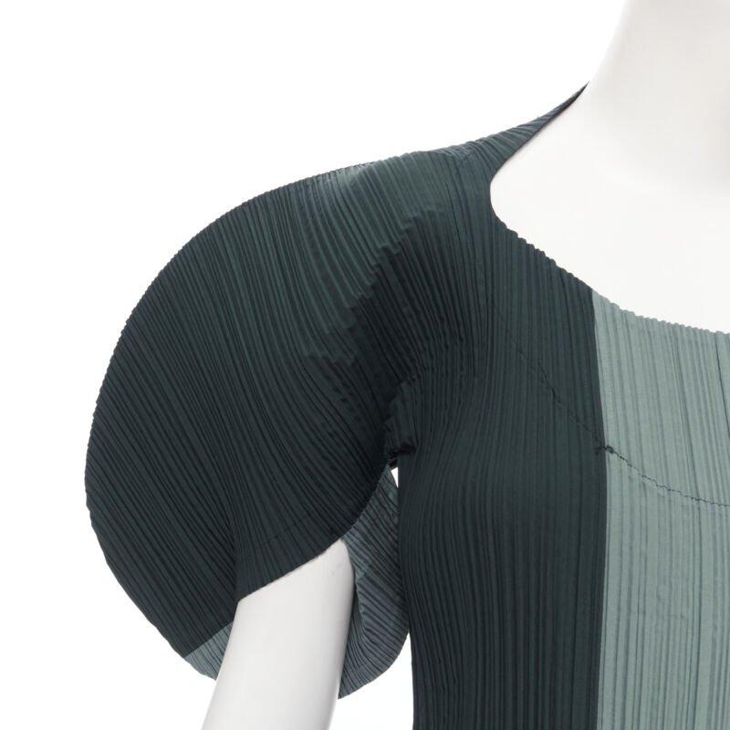 ISSEY MIYAKE 1991 navy grey colorblocked rounded sleeve top petal skirt M 1