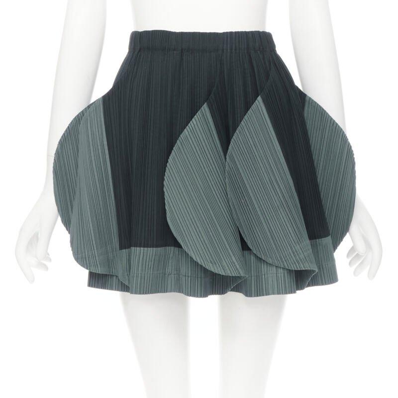 ISSEY MIYAKE 1991 navy grey colorblocked rounded sleeve top petal skirt M 3