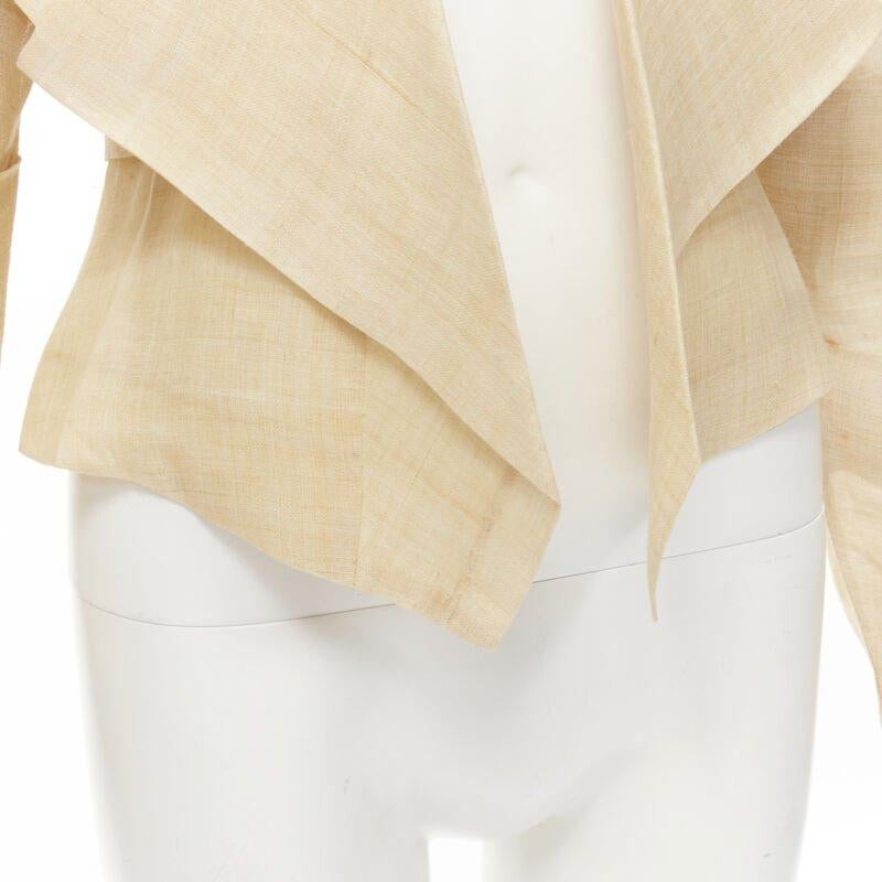 ISSEY MIYAKE 1991 Vintage Runway Dinosaur architectural pleated linen jacket XL For Sale 2