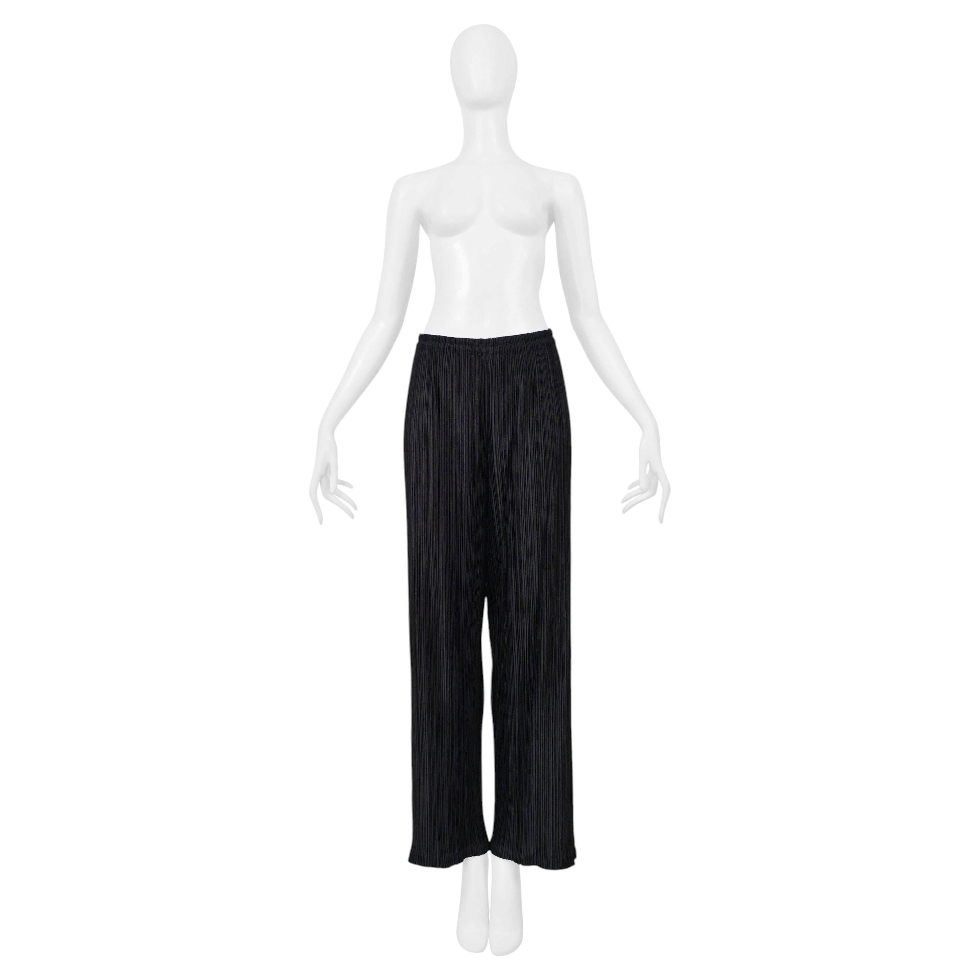 Issey Miyake 1998-99 Plissee Di Miyake Schwarze plissierte gerade Hose