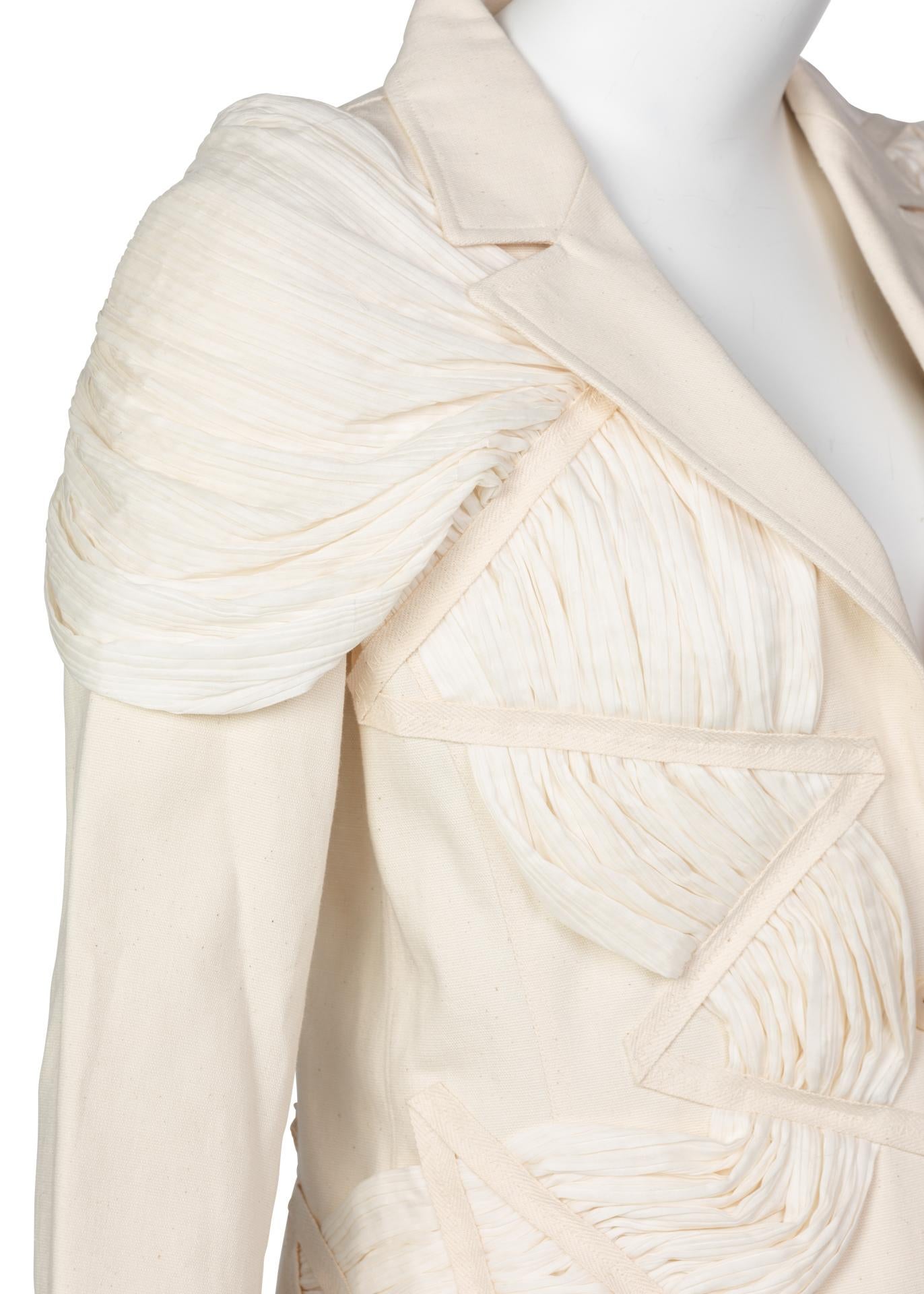 Issey Miyake S/S 2003 Runway Cream Cotton Canvas Jacket Museum Piece For Sale 4