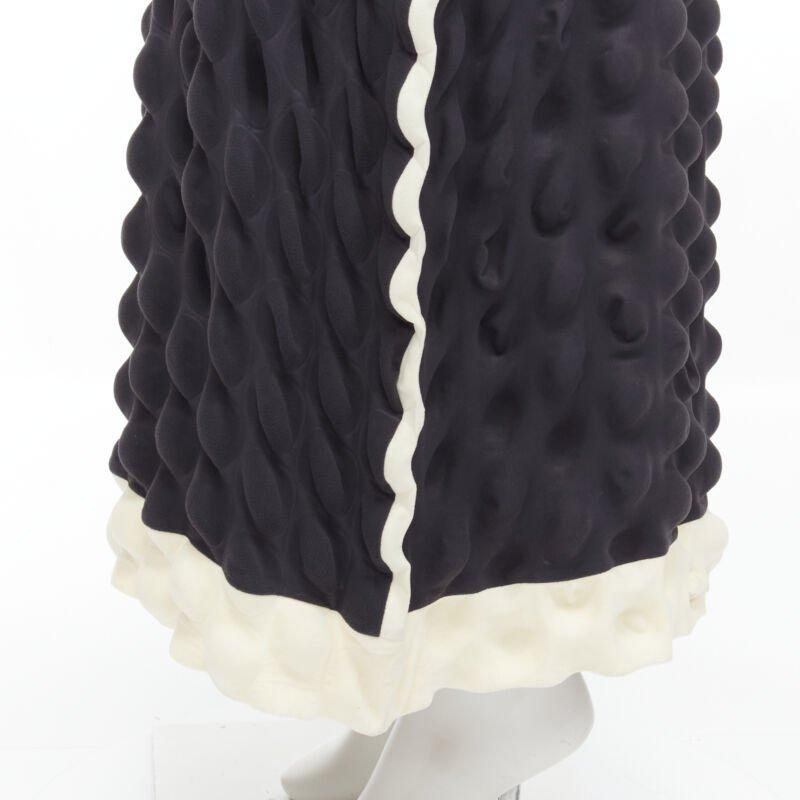 ISSEY MIYAKE 2000 Vintage Runway Egg Carton black white cloque hooded dress L For Sale 4