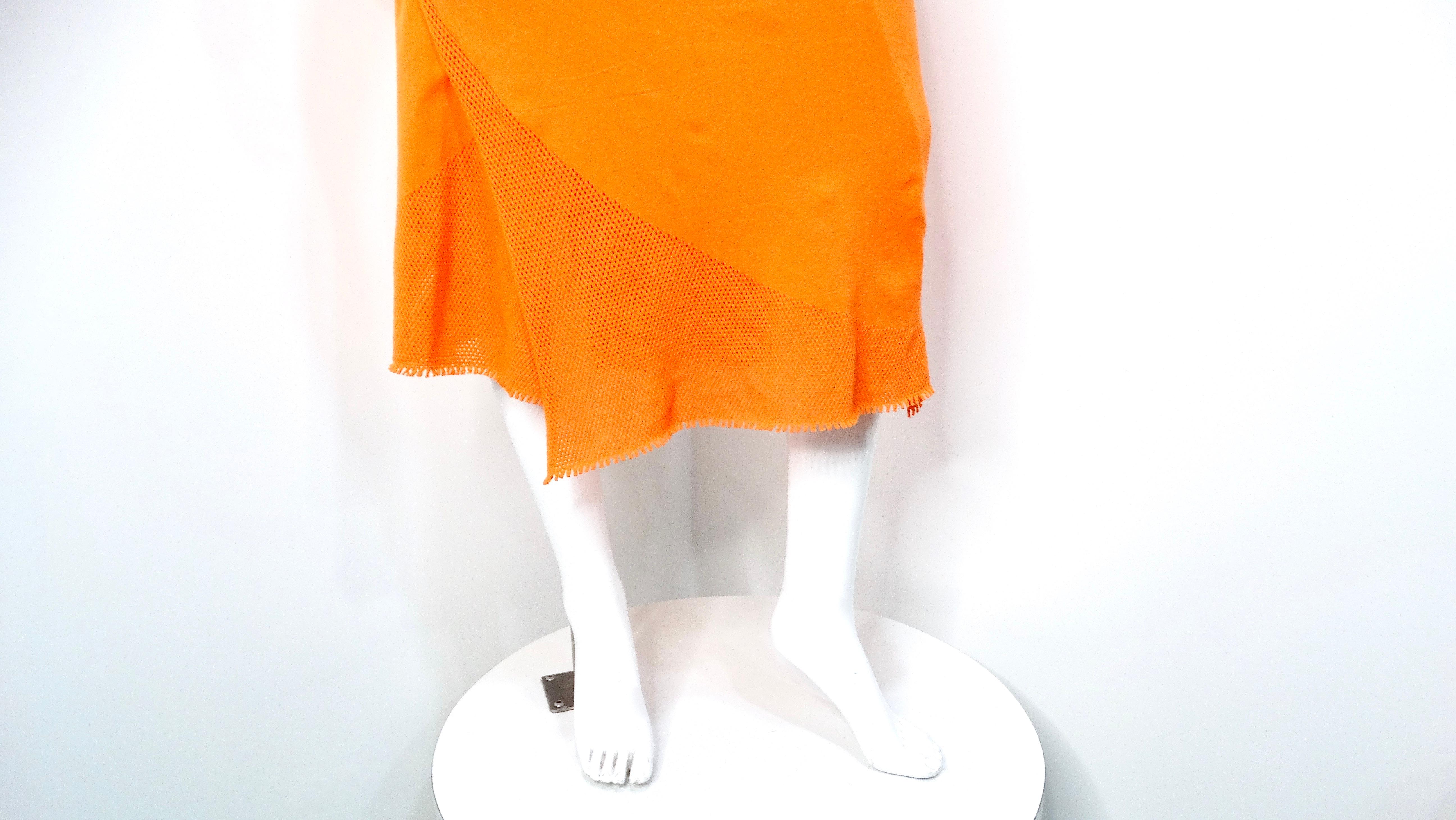 Women's Issey Miyake 2005 A-POC Orange Two-Piece Sleeveless Dress For Sale