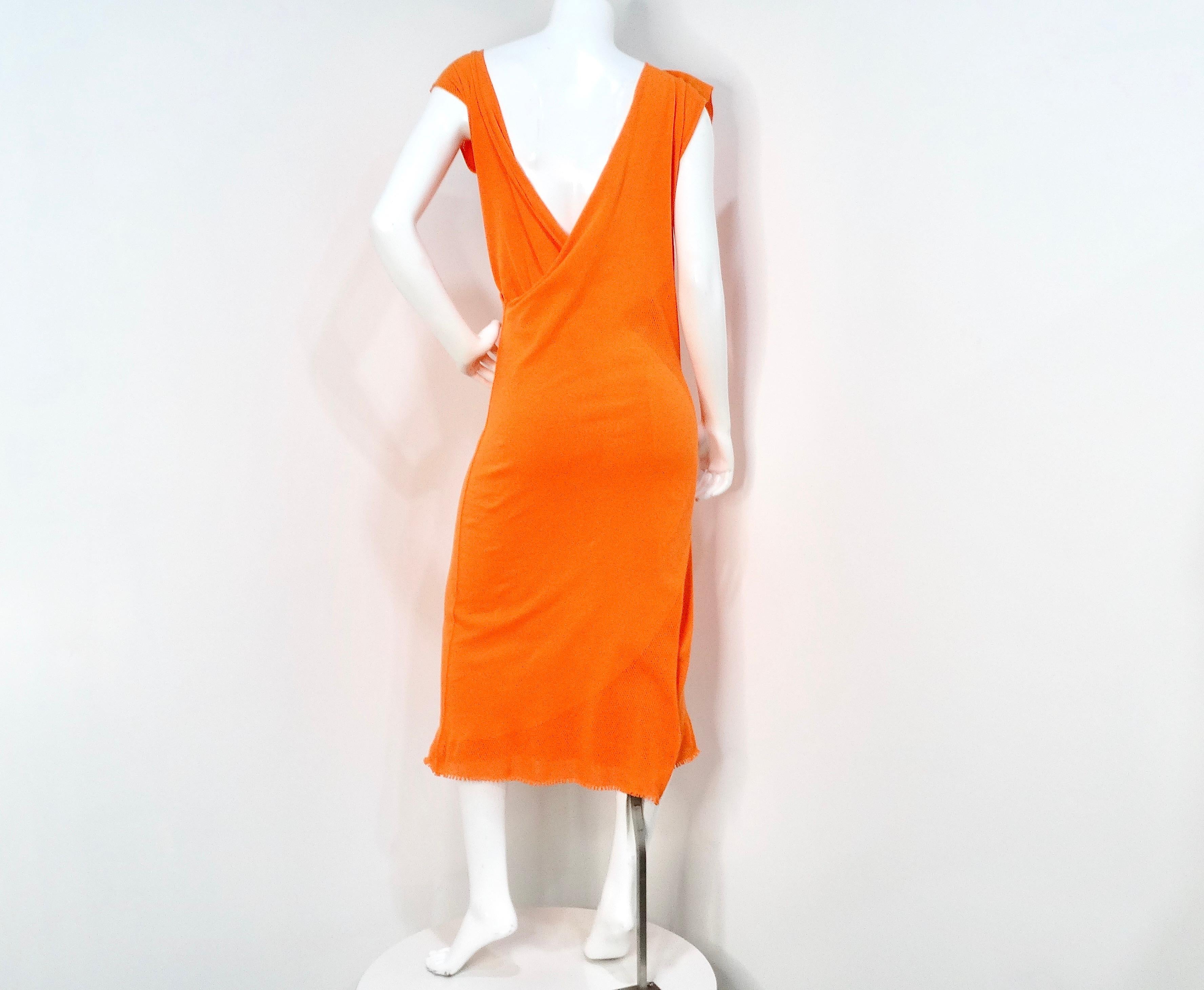 Issey Miyake 2005 A-POC Orange Two-Piece Sleeveless Dress For Sale 2