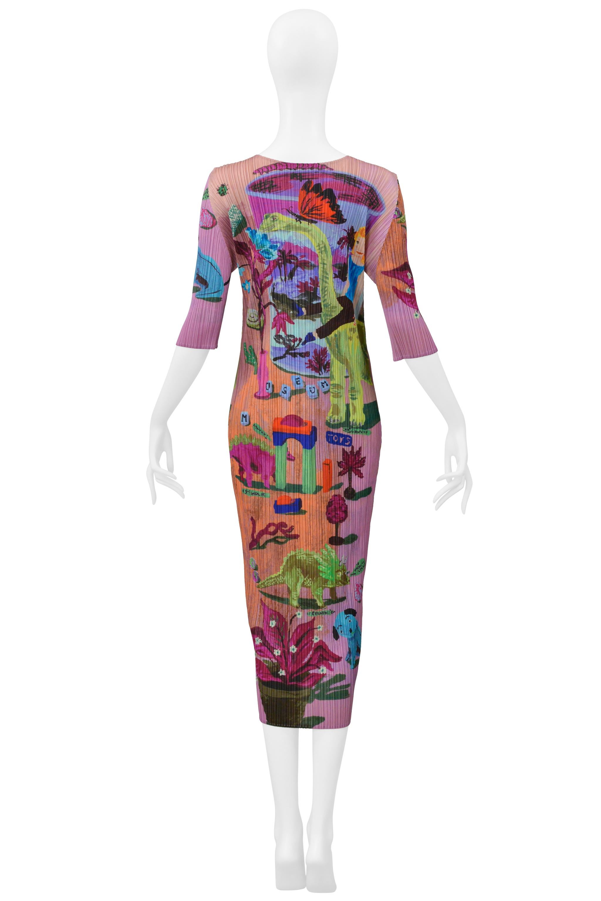 Issey Miyake 2006 Artist Series Vestito rosa con stampa 
