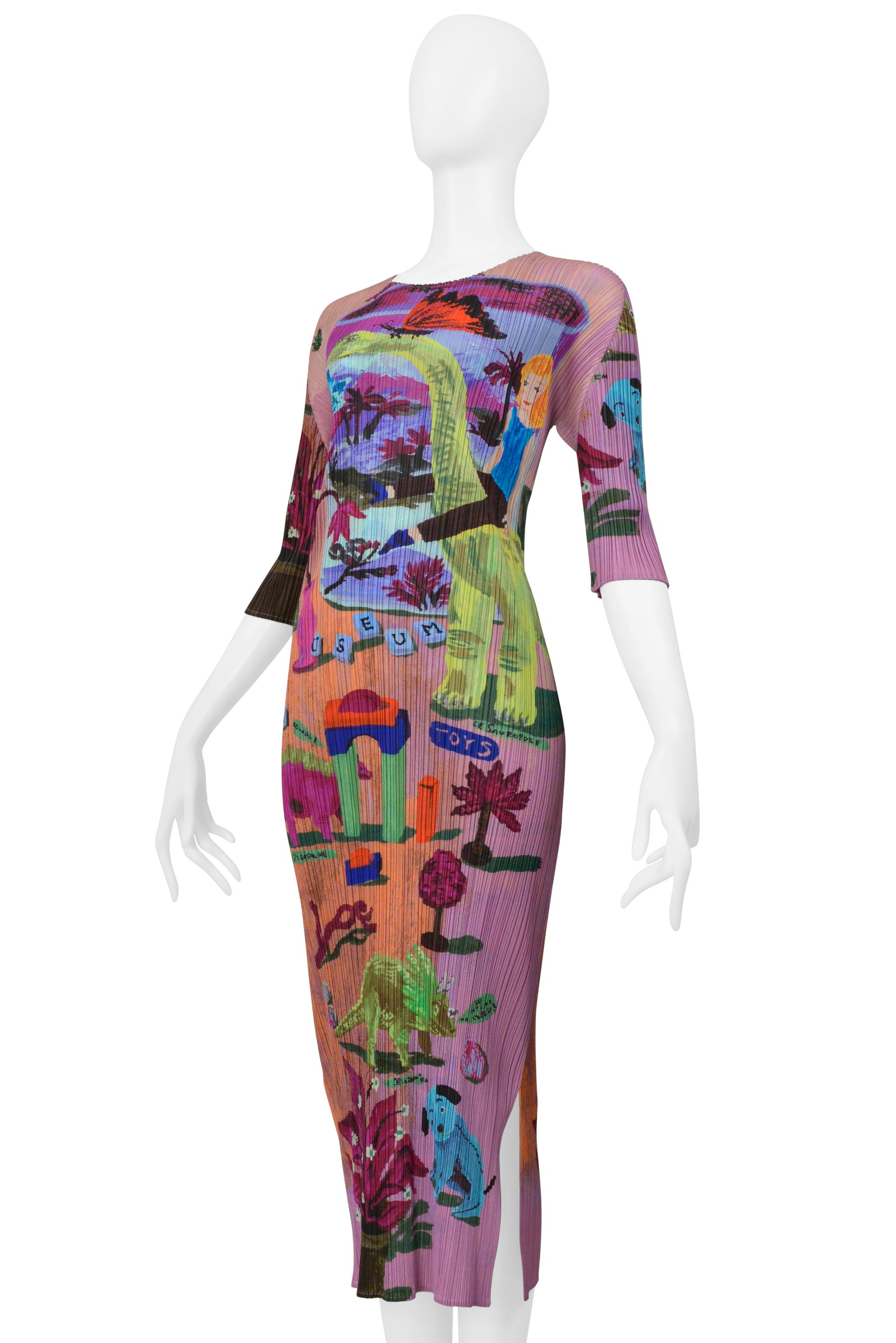 Issey Miyake 2006 Artist Series Vestito rosa con stampa 