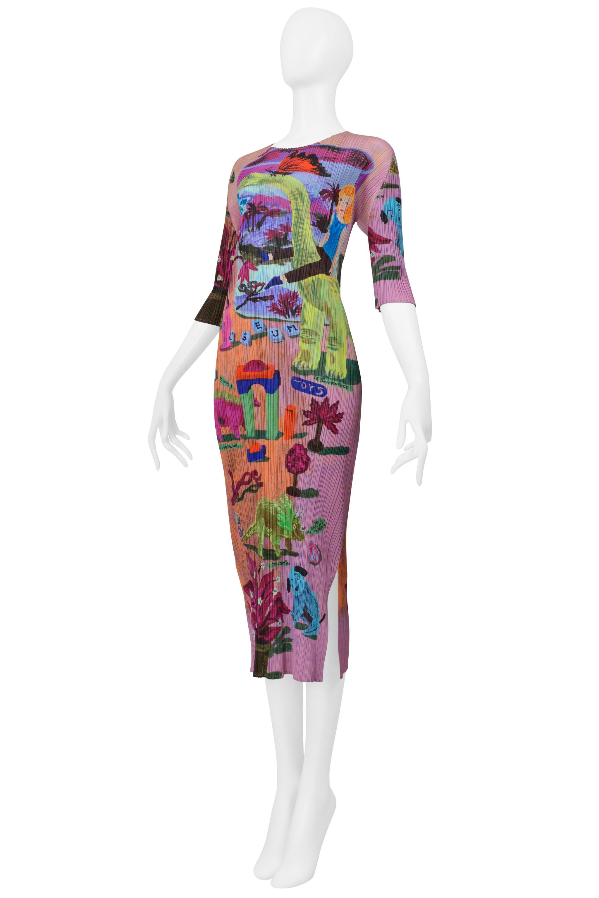Issey Miyake 2006 Artist Series Vestito rosa con stampa 