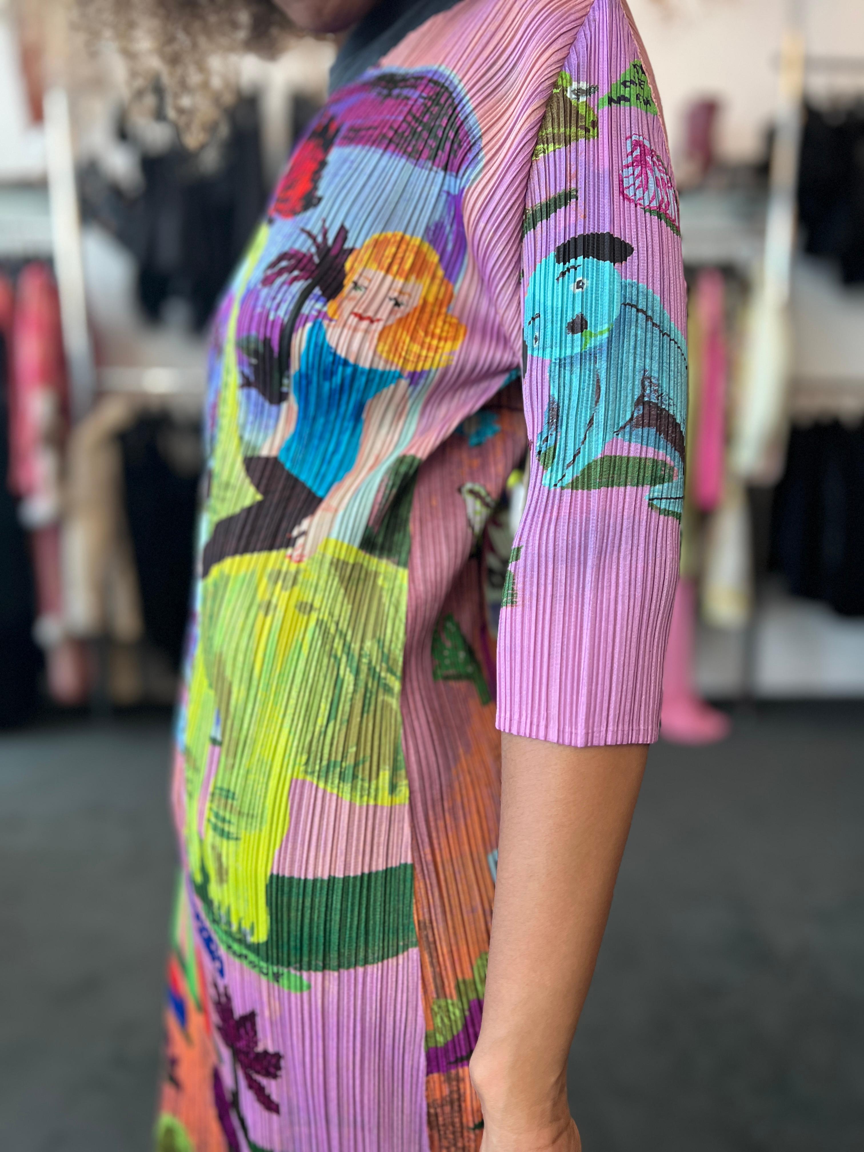 Issey Miyake 2006 Artist Series Vestito rosa con stampa 
