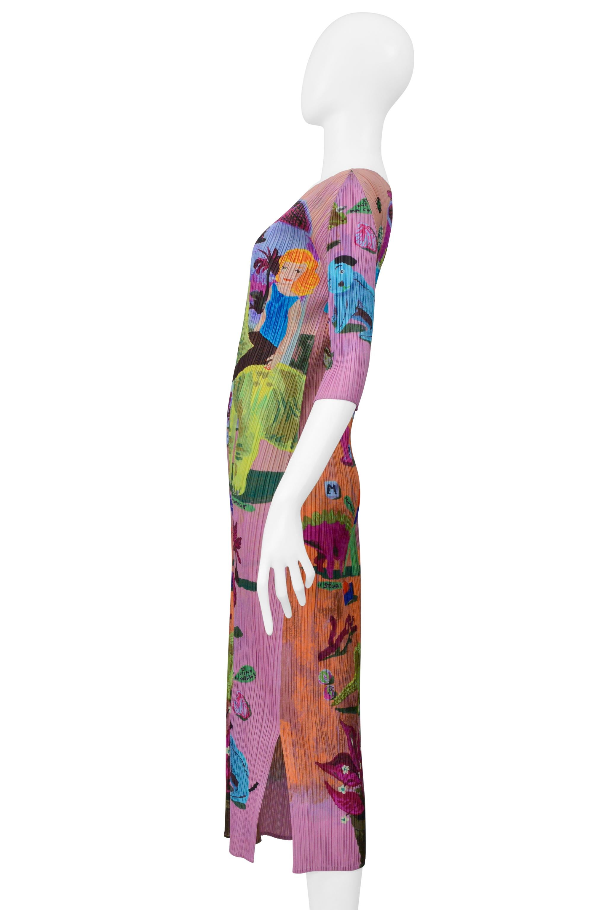 Issey Miyake 2006 Artist Series Vestito rosa con stampa 
