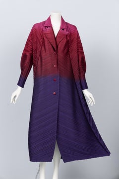 Issey Miyake 2013 Pleated Ombré Magenta Purple Coat Dress