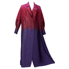 Issey Miyake 2013 Pleated Ombré Magenta Purple Coat Dress