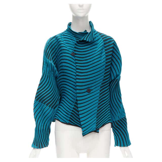 HAAT ISSEY MIYAKE petrol blue CIRCLE Cardigan Sweater 2 M For Sale at ...