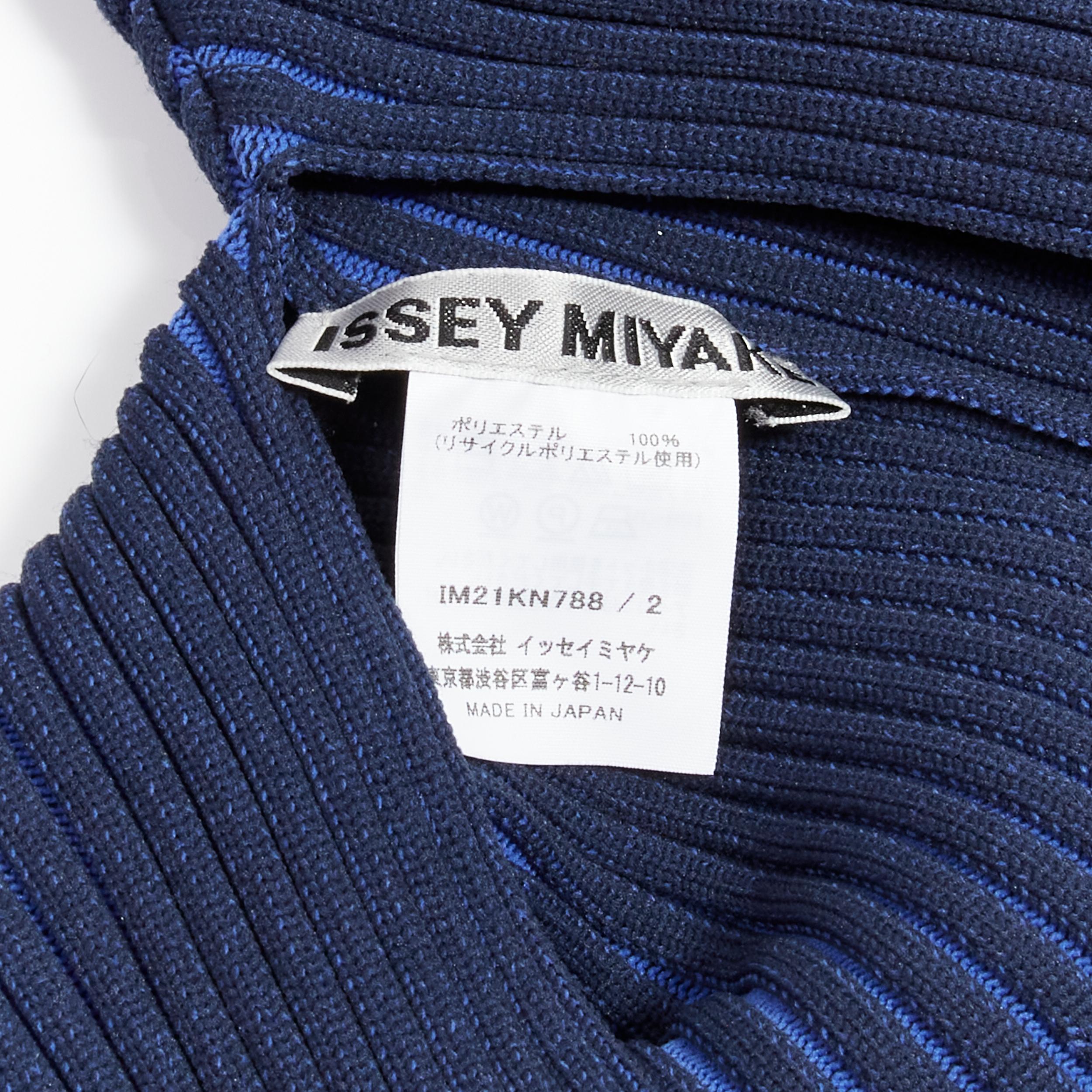 ISSEY MIYAKE 2022 dark blue ribbed knit 3D circle midriff cutout drape top JP2 M 5