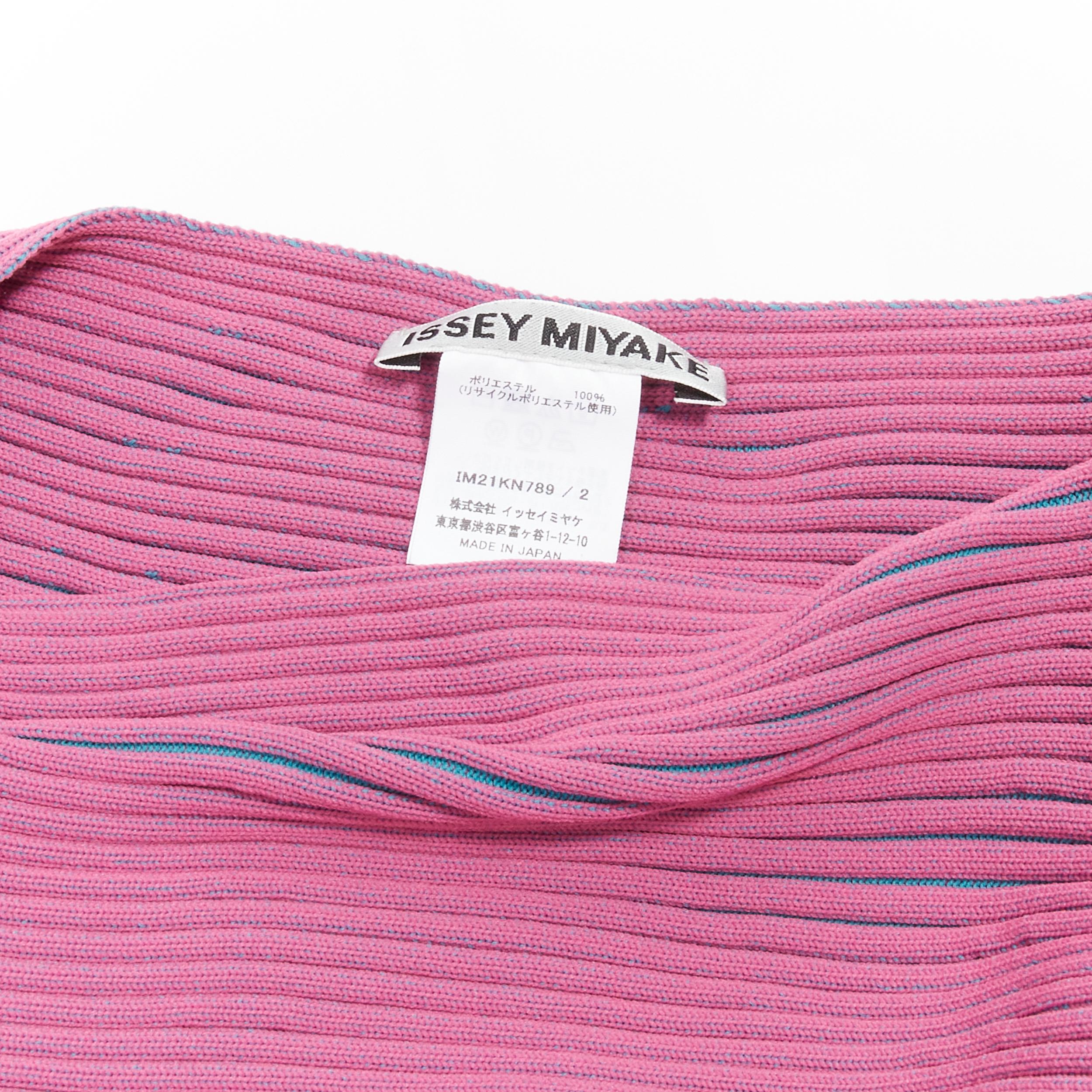 ISSEY MIYAKE 2022 pink blue ribbed knit 3D circle cut draped sweater top JP2 M 4