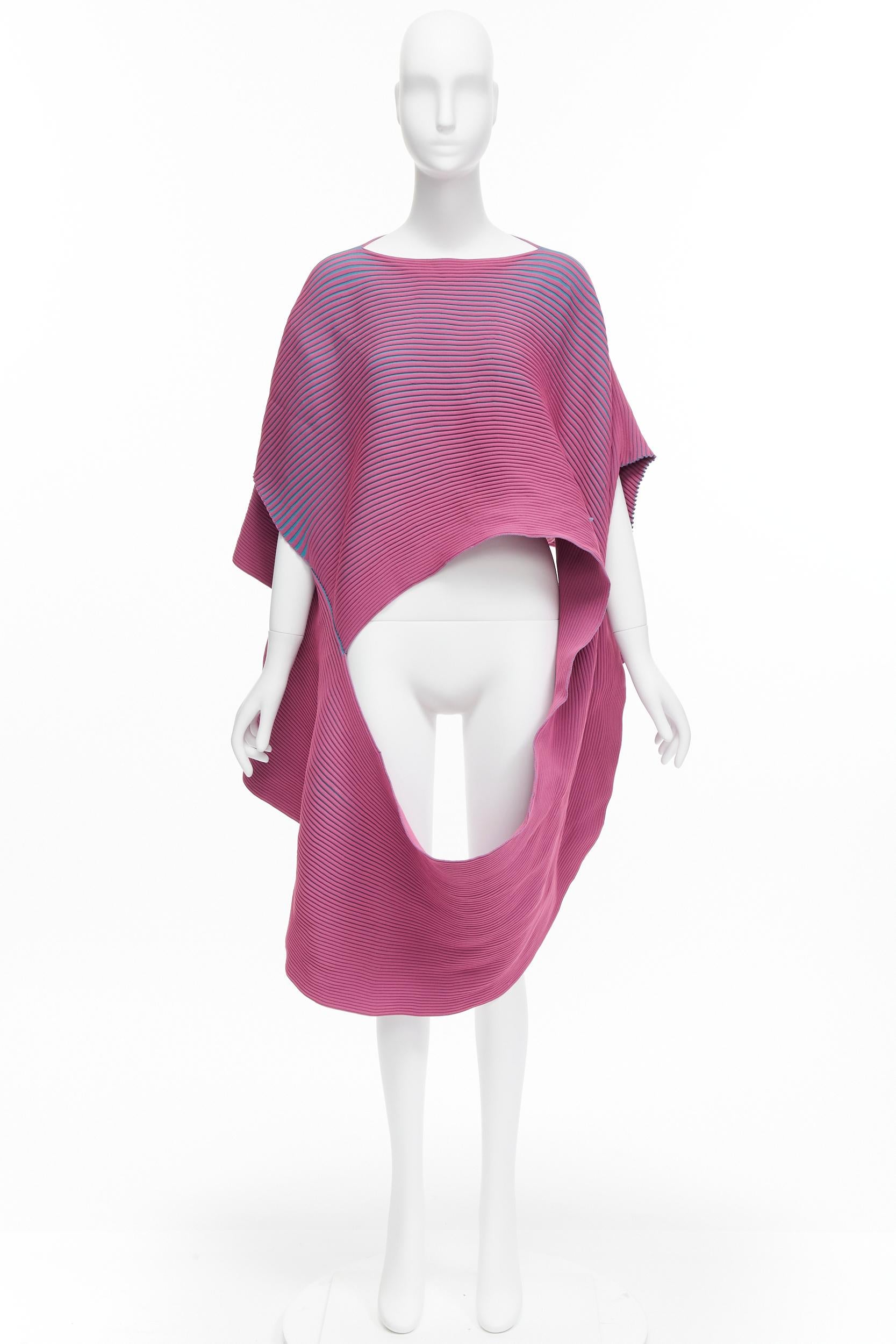 ISSEY MIYAKE 2022 pink blue ribbed knit 3D circle cut draped sweater top JP2 M 5