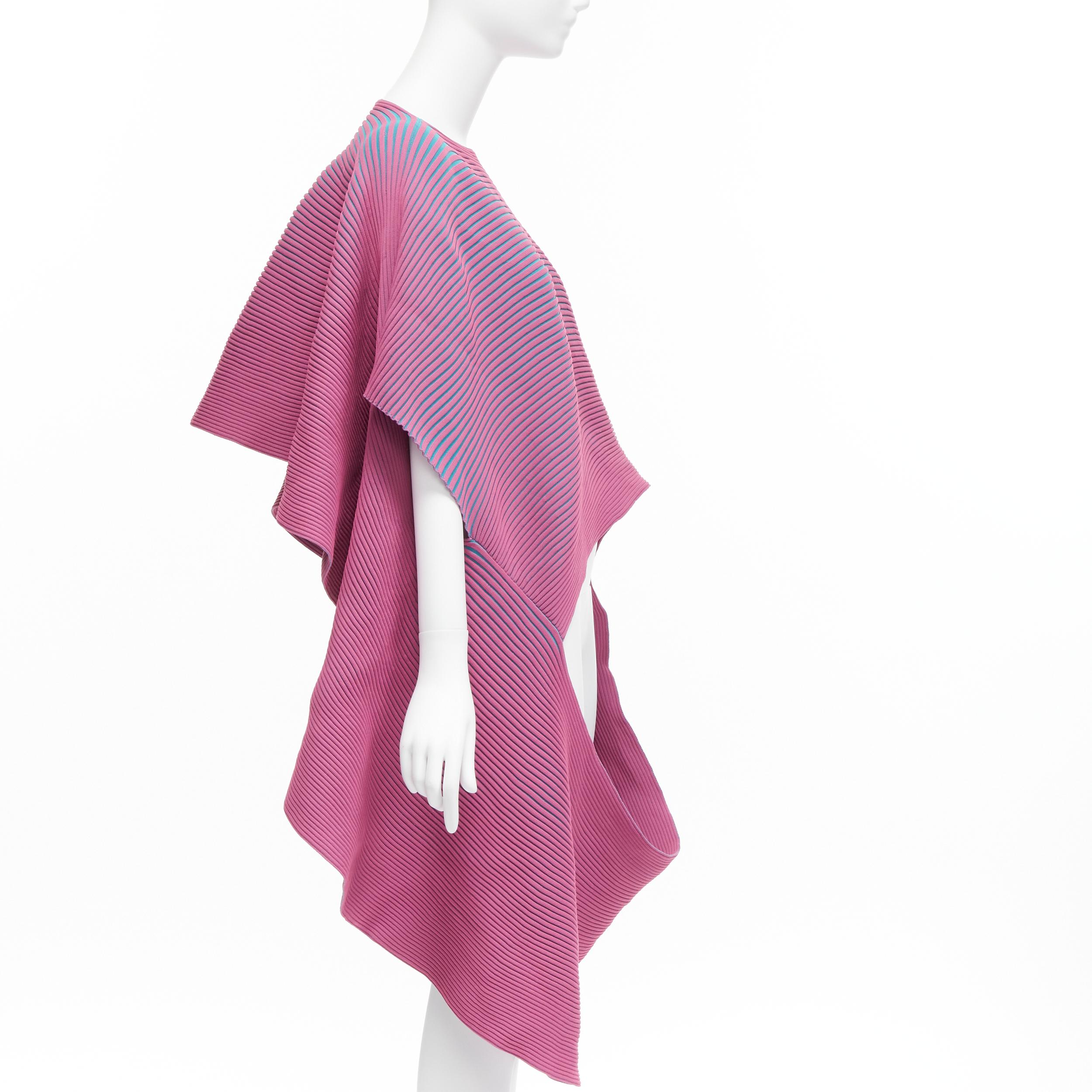 Pink ISSEY MIYAKE 2022 pink blue ribbed knit 3D circle cut draped sweater top JP2 M