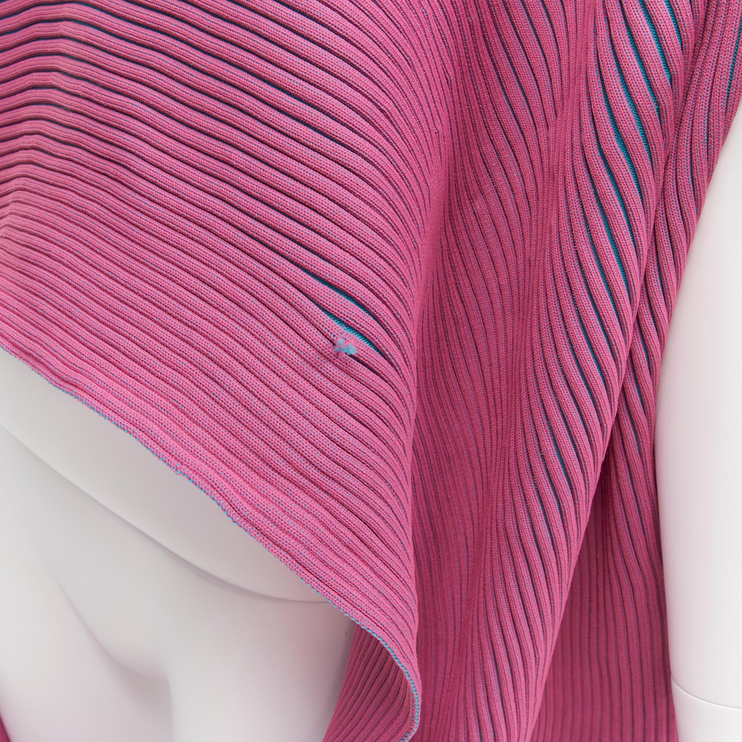 ISSEY MIYAKE 2022 pink blue ribbed knit 3D circle cut draped sweater top JP2 M 1