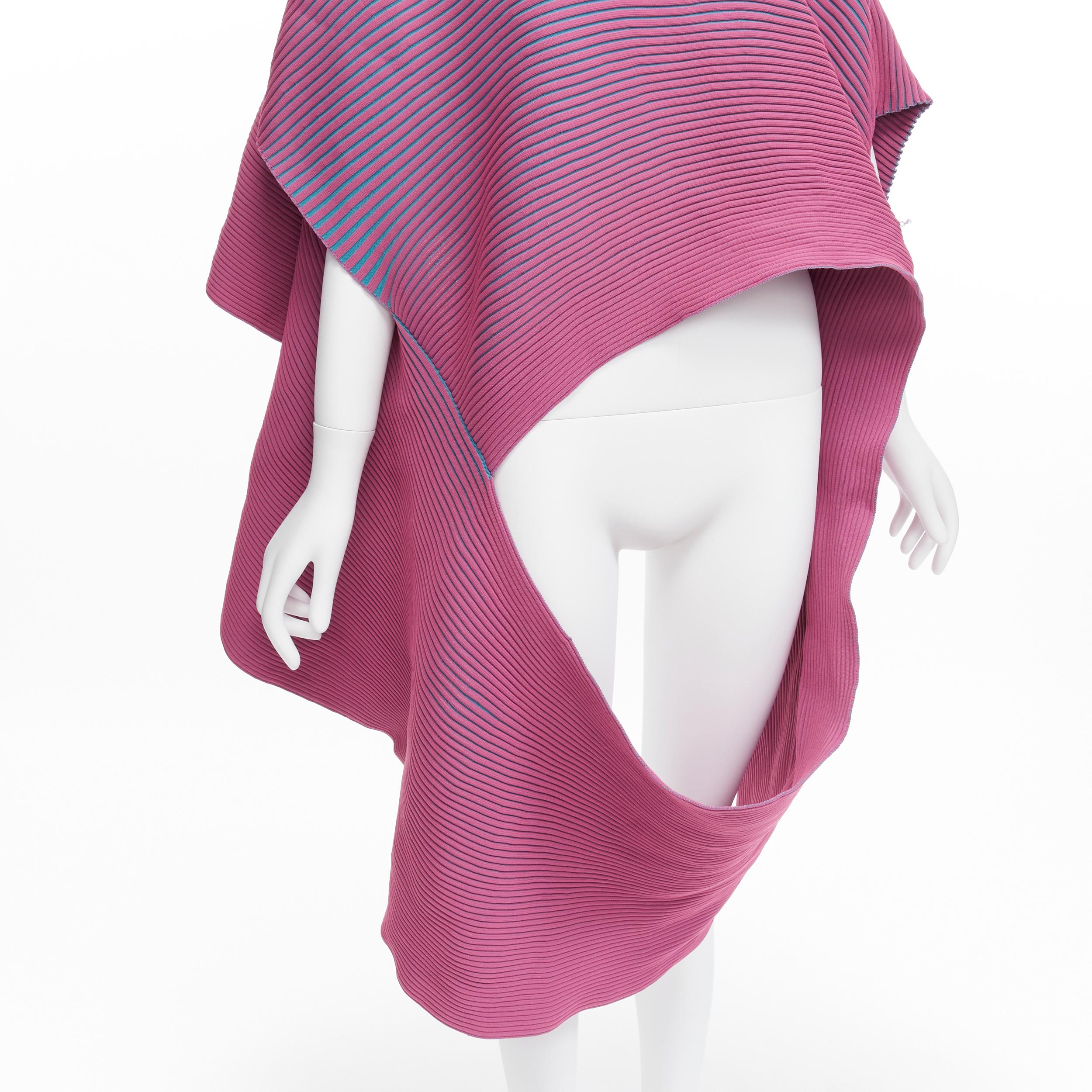 ISSEY MIYAKE 2022 pink blue ribbed knit 3D circle cut draped sweater top JP2 M 2